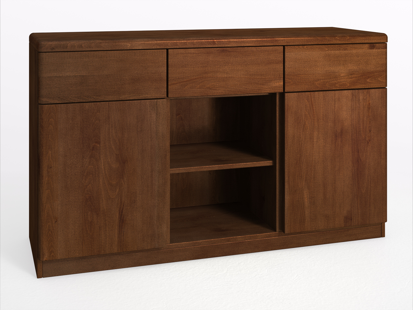 Kernbuchenkommode Dunkel „Nora“ mit 2 Fächer, 2 Türen und 3 Laden