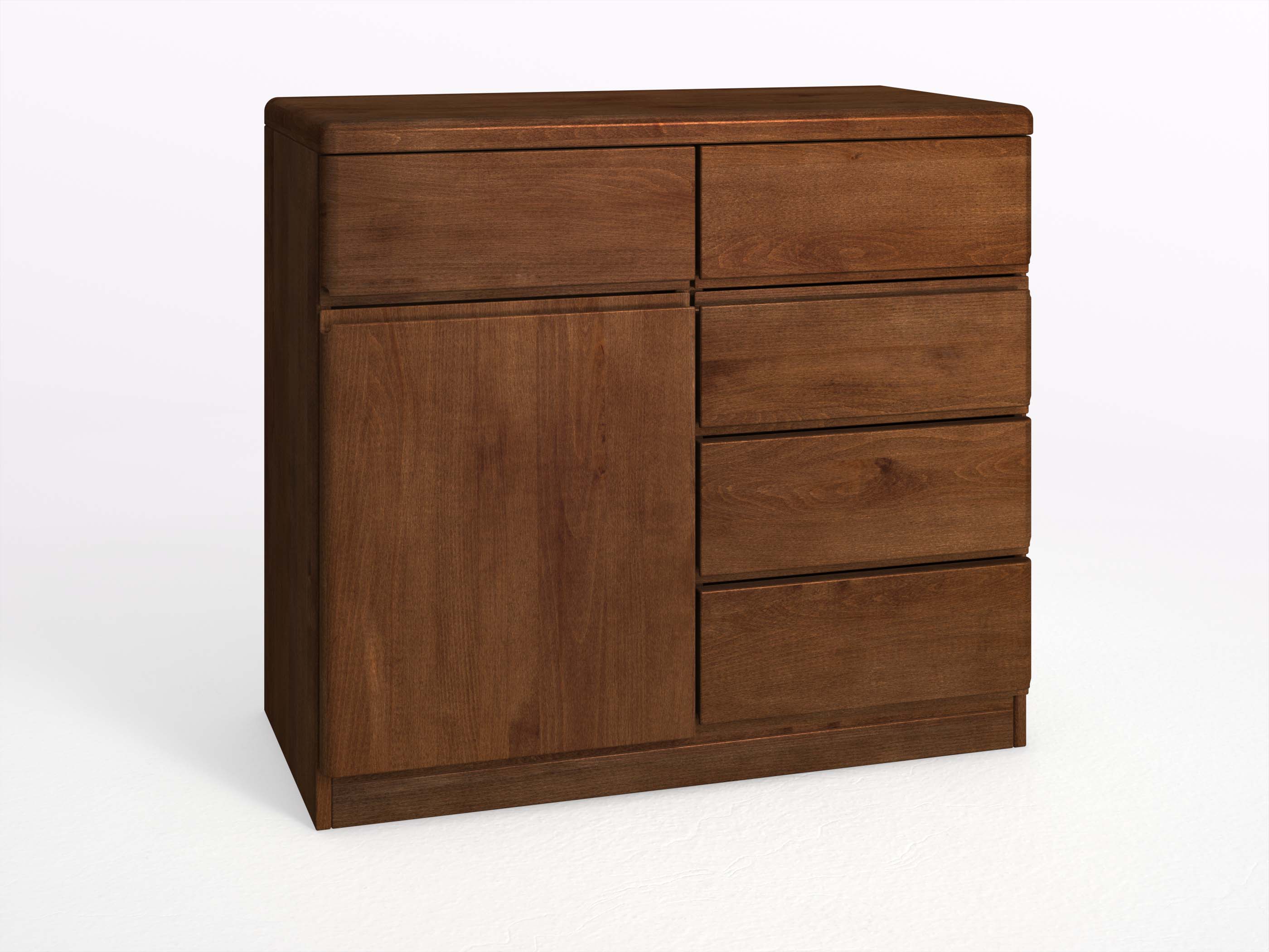 Buchenkommode Dunkel „Norbert" mit 1 Tür und 5 Laden