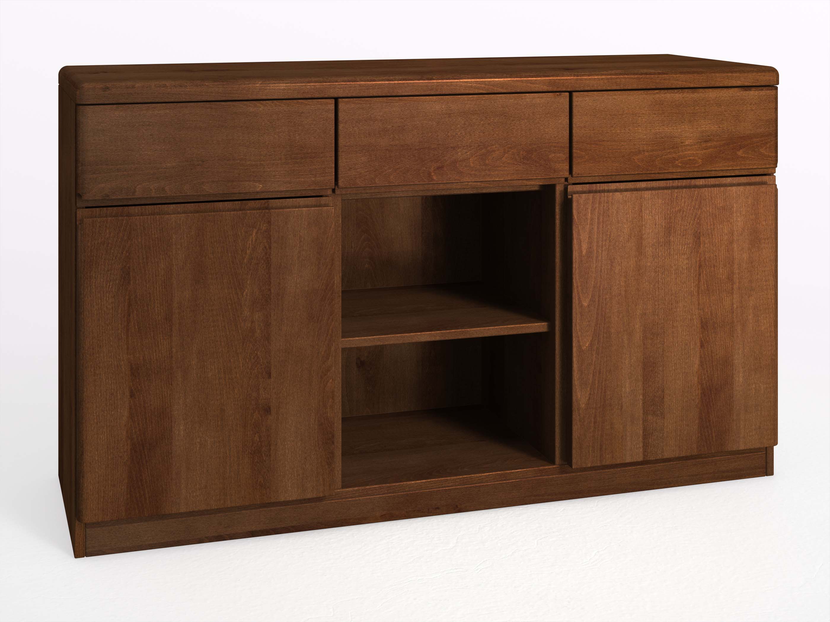 Buchenkommode Dunkel „Norbert“ mit 2 Fächer, 2 Türen und 3 Laden
