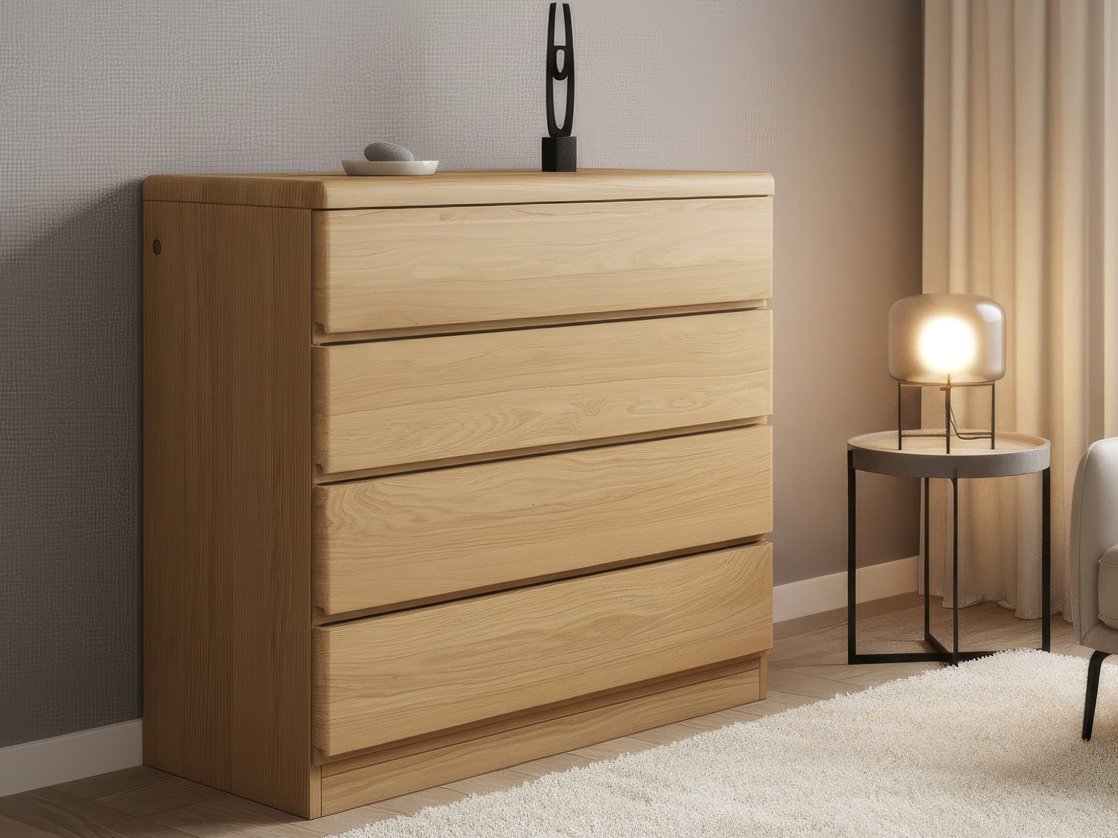 Eichenkommode Hell „Norbert“ mit 4 Laden 