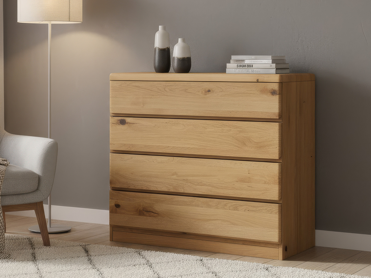 Wildeichenkommode „Norbert“ mit 4 Laden 