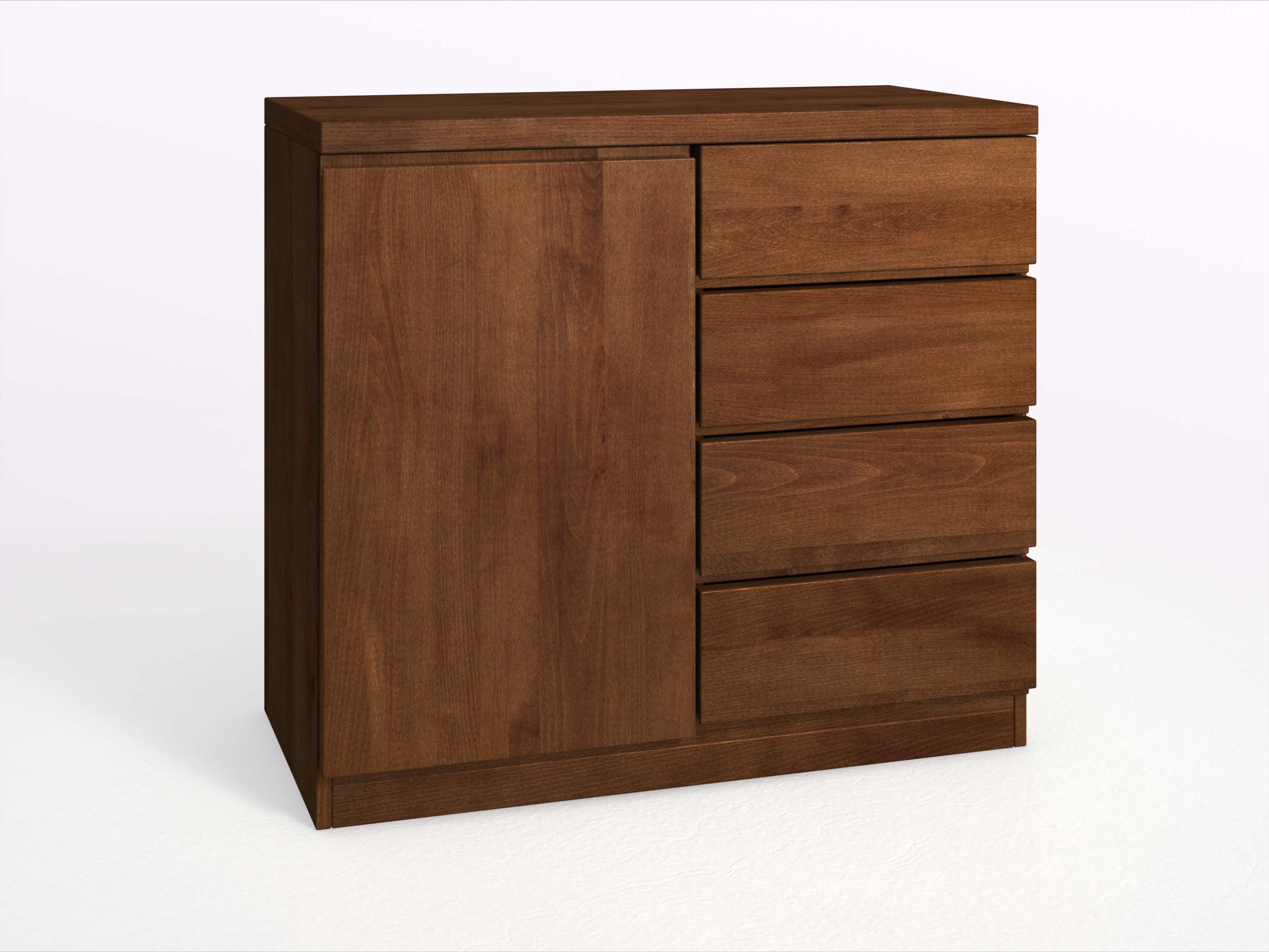 Buchenkommode Dunkel „Patrizia“ mit 1 Tür und 4 Laden