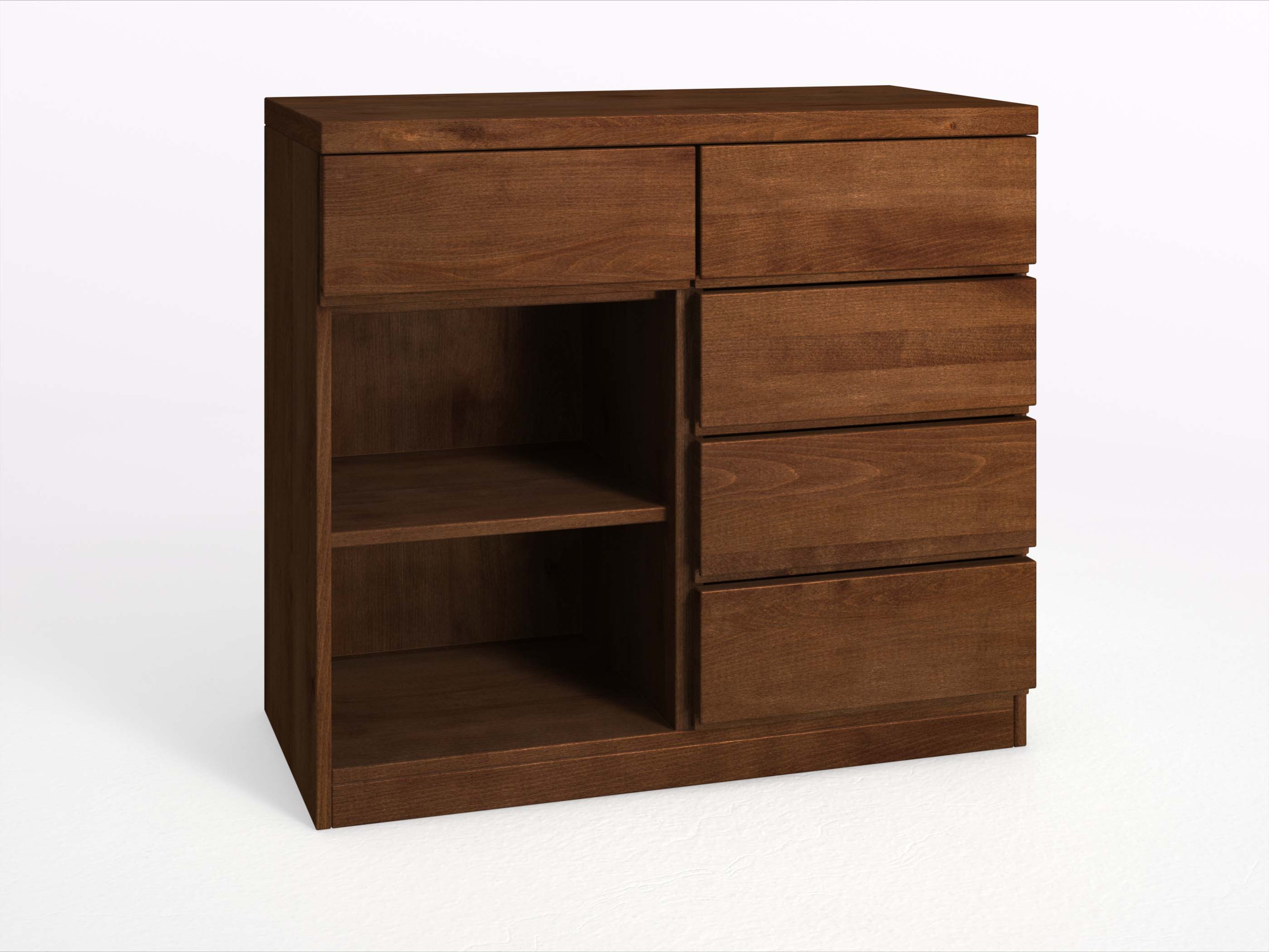 Buchenkommode Dunkel „Patrizia“ mit 2 Fächer und 5 Laden