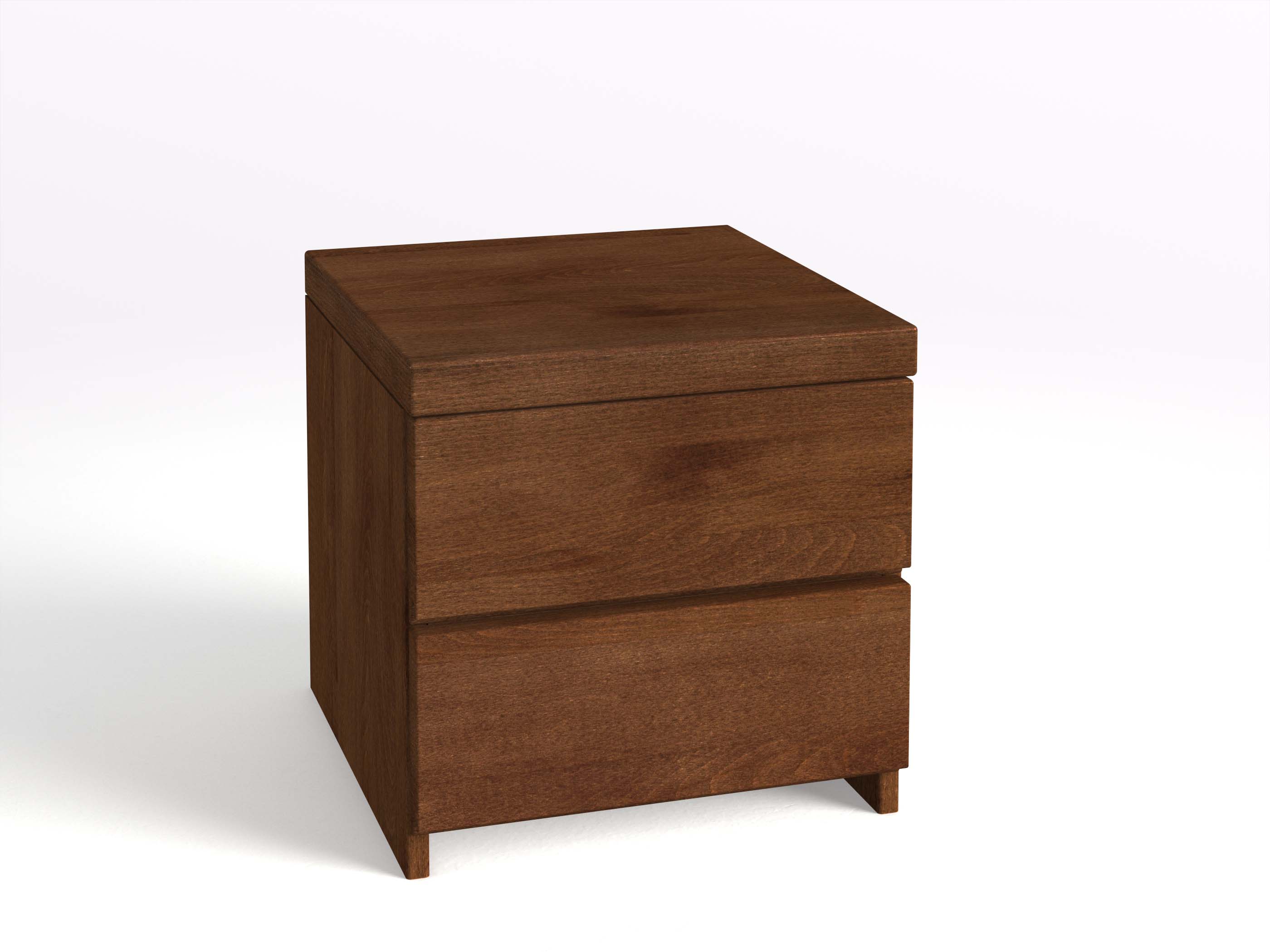 Nachttisch Buche Dunkel „Patrizia“ in Standardhöhe, mit 2 Schubladen