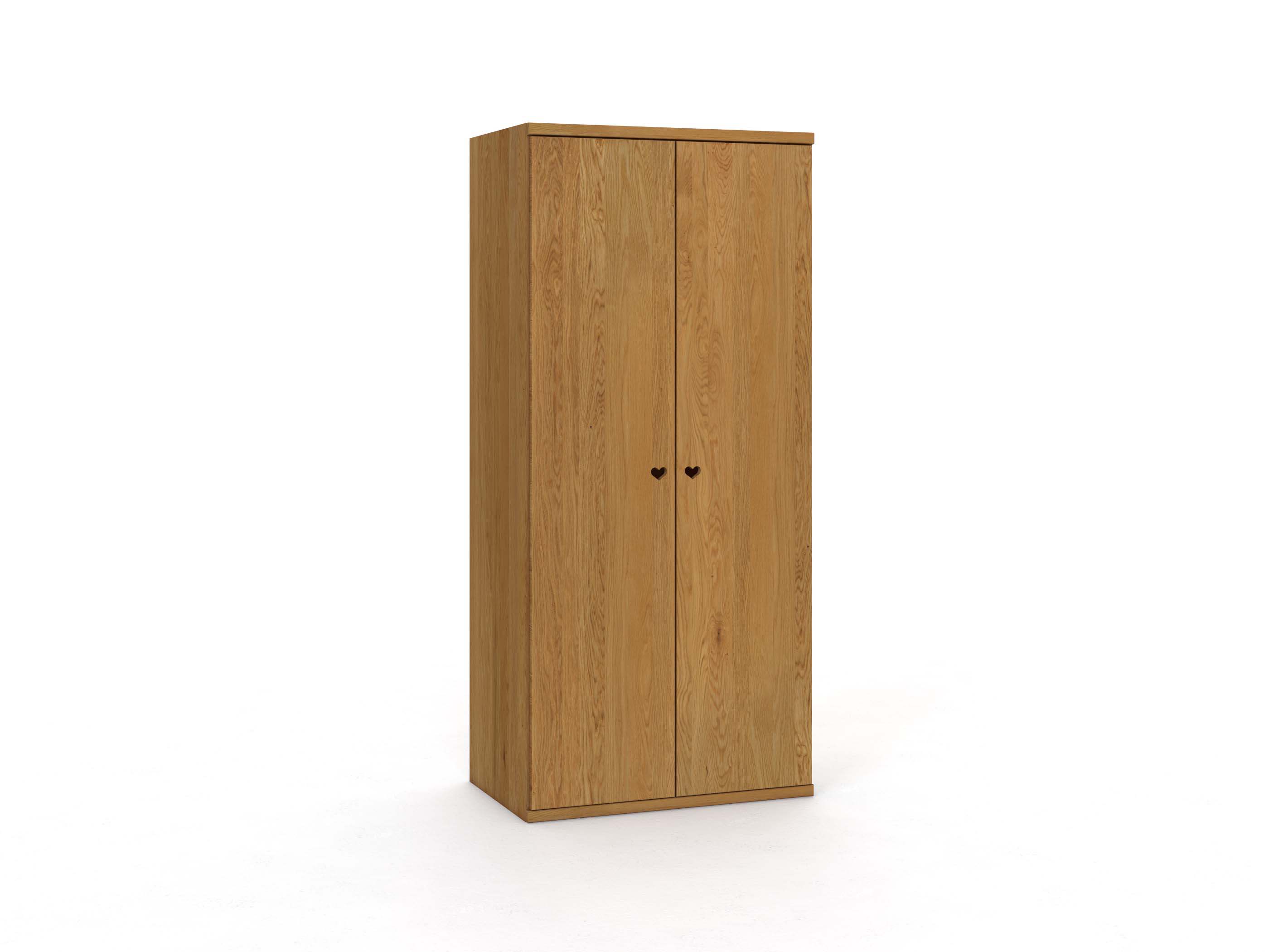 Eichenschrank „Romana“, 2-türig, Höhe 220 cm, Griffausführung „Heidi“