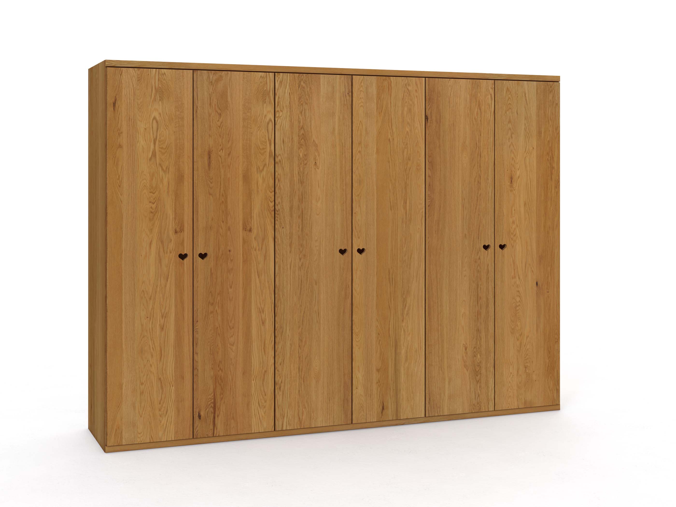 Eichenschrank „Romana“, 6-türig, Höhe 220 cm, Griffausführung „Heidi“