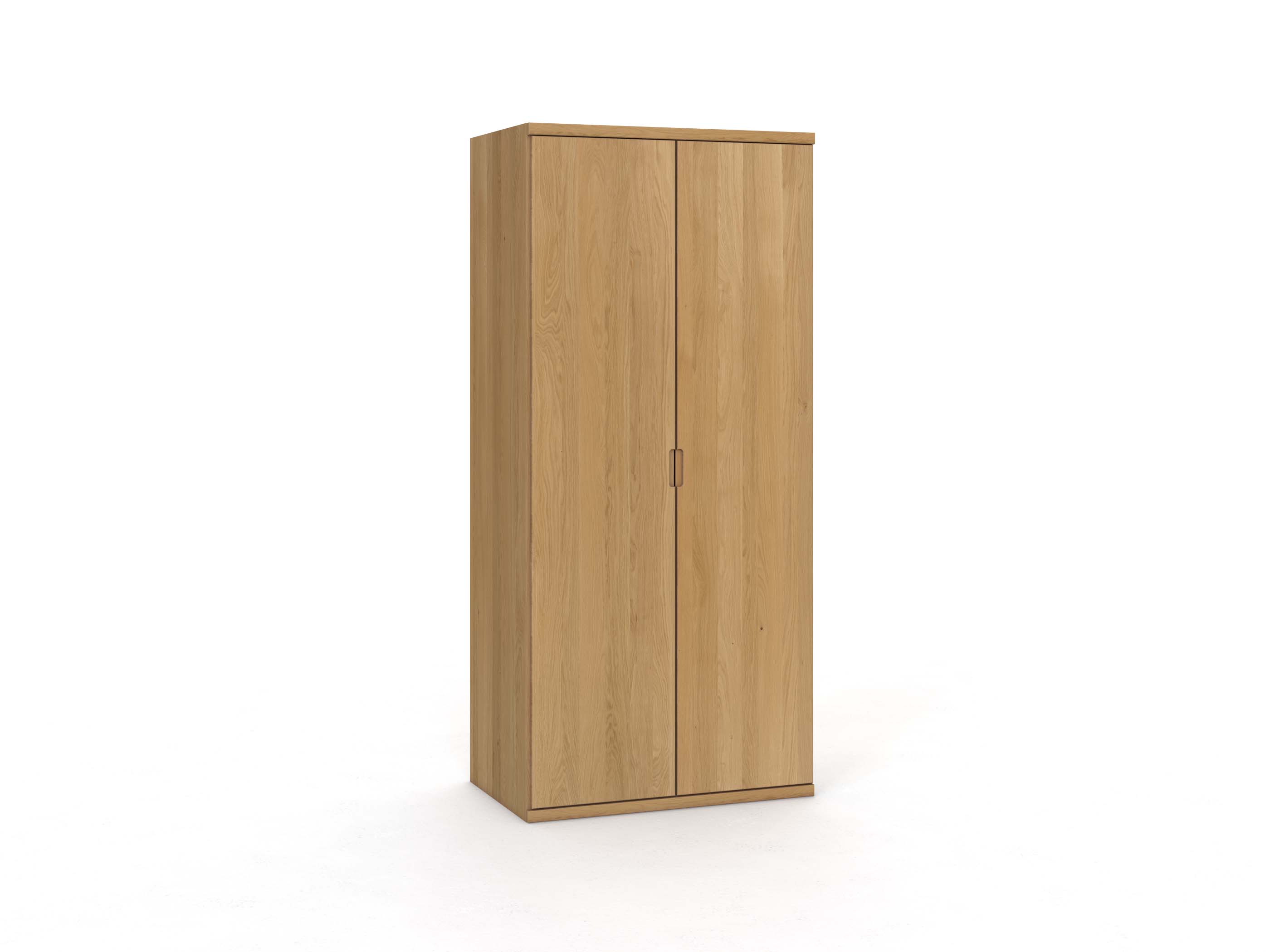Eichenschrank Hell „Romana“, 2-türig, Höhe 220 cm, Griffausführung „Lukas“
