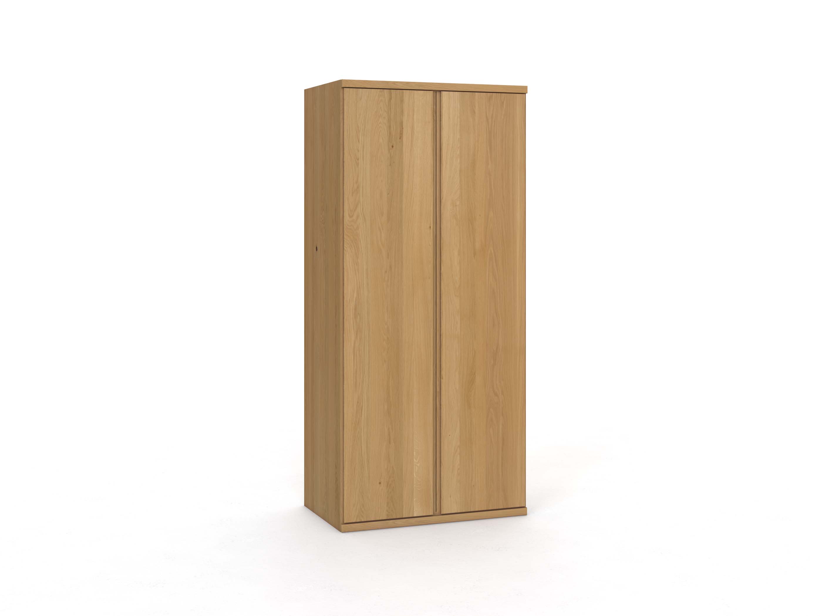Eichenschrank Hell „Romana“, 2-türig, Höhe 220 cm, Griffausführung „Patrizia“