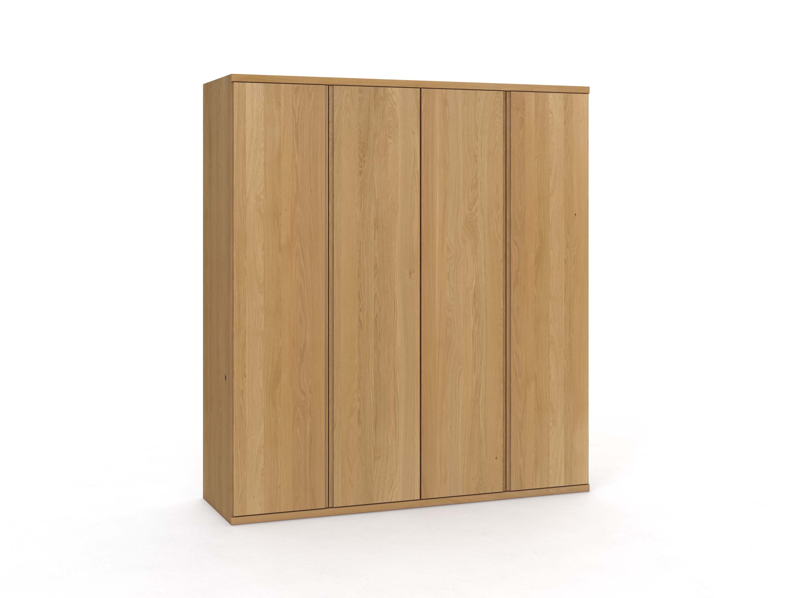Eichenschrank Hell „Romana“, 4-türig, Höhe 220 cm, Griffausführung „Patrizia“