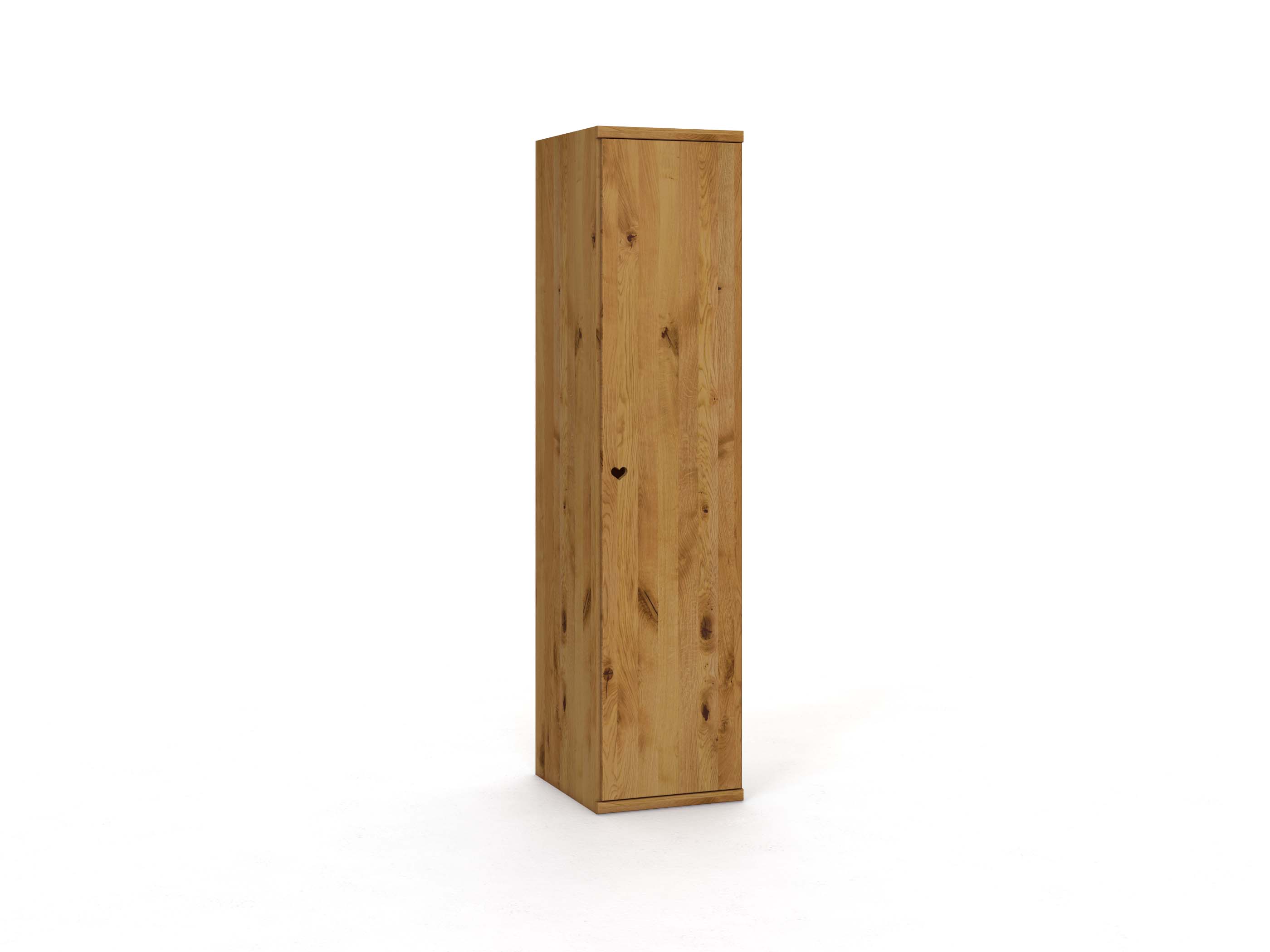 Wildeichenschrank „Romana“, 1-türig, Höhe 220 cm, Griffausführung „Heidi“, Türanschlag: rechts