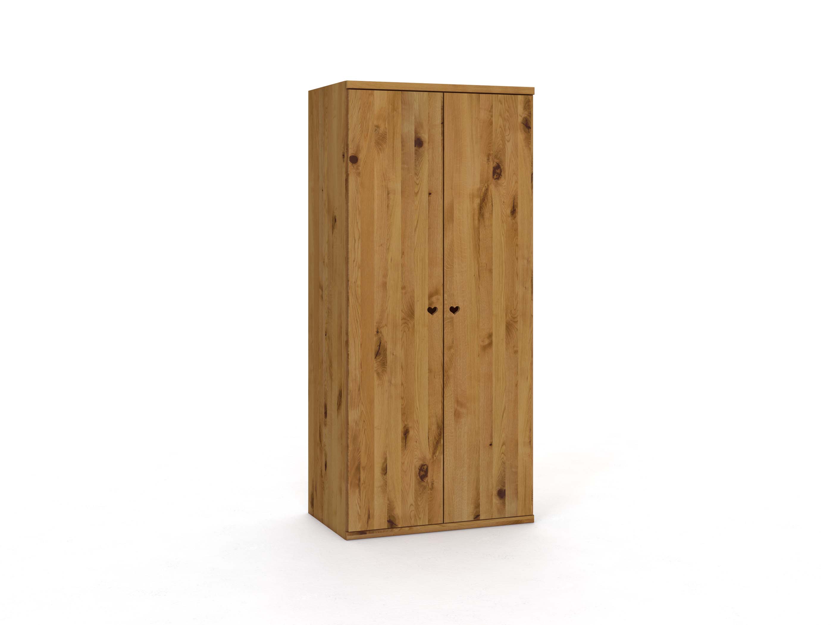 Wildeichenschrank „Romana“, 2-türig, Höhe 220 cm, Griffausführung „Heidi“