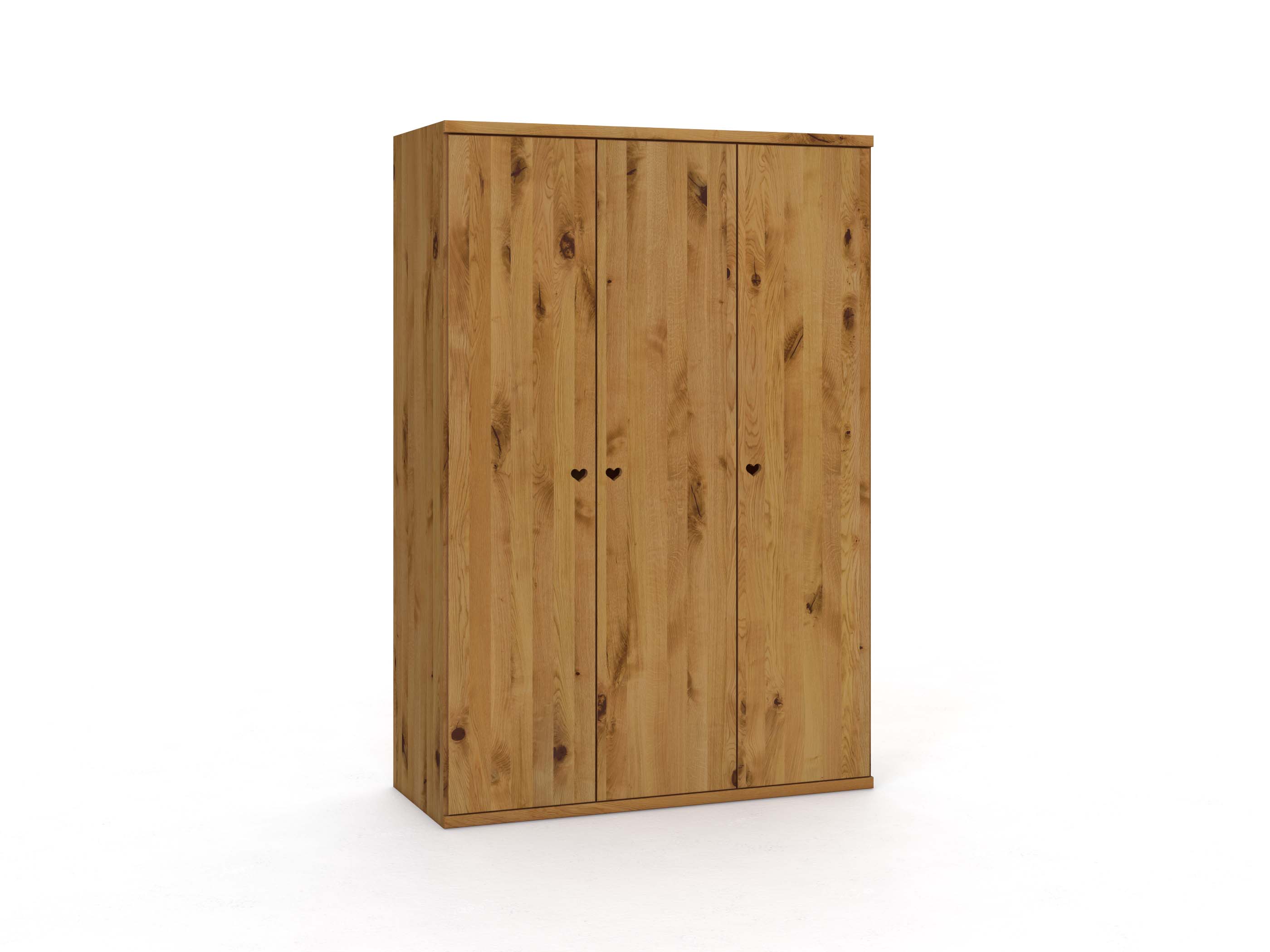 Wildeichenschrank „Romana“, 3-türig, Höhe 220 cm, Griffausführung „Heidi“