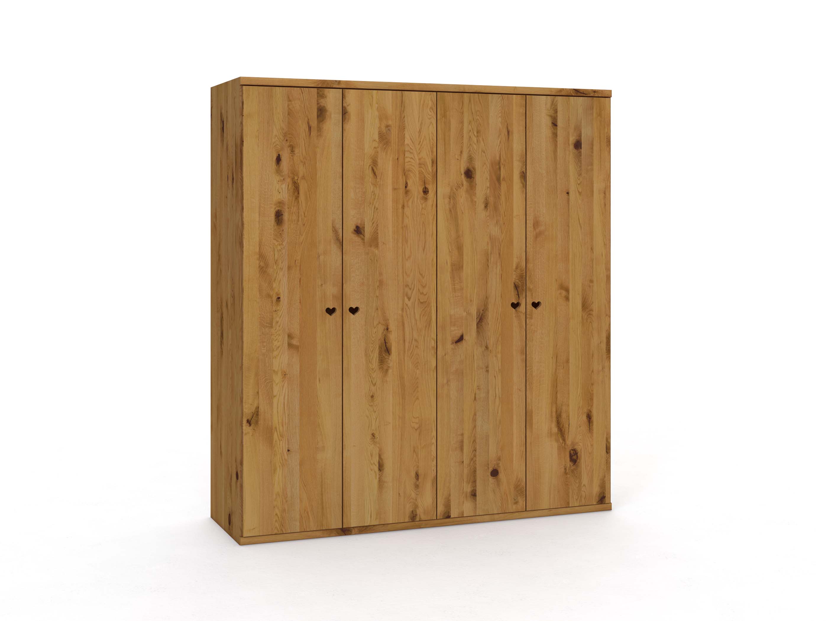 Wildeichenschrank „Romana“, 4-türig, Höhe 220 cm, Griffausführung „Heidi“