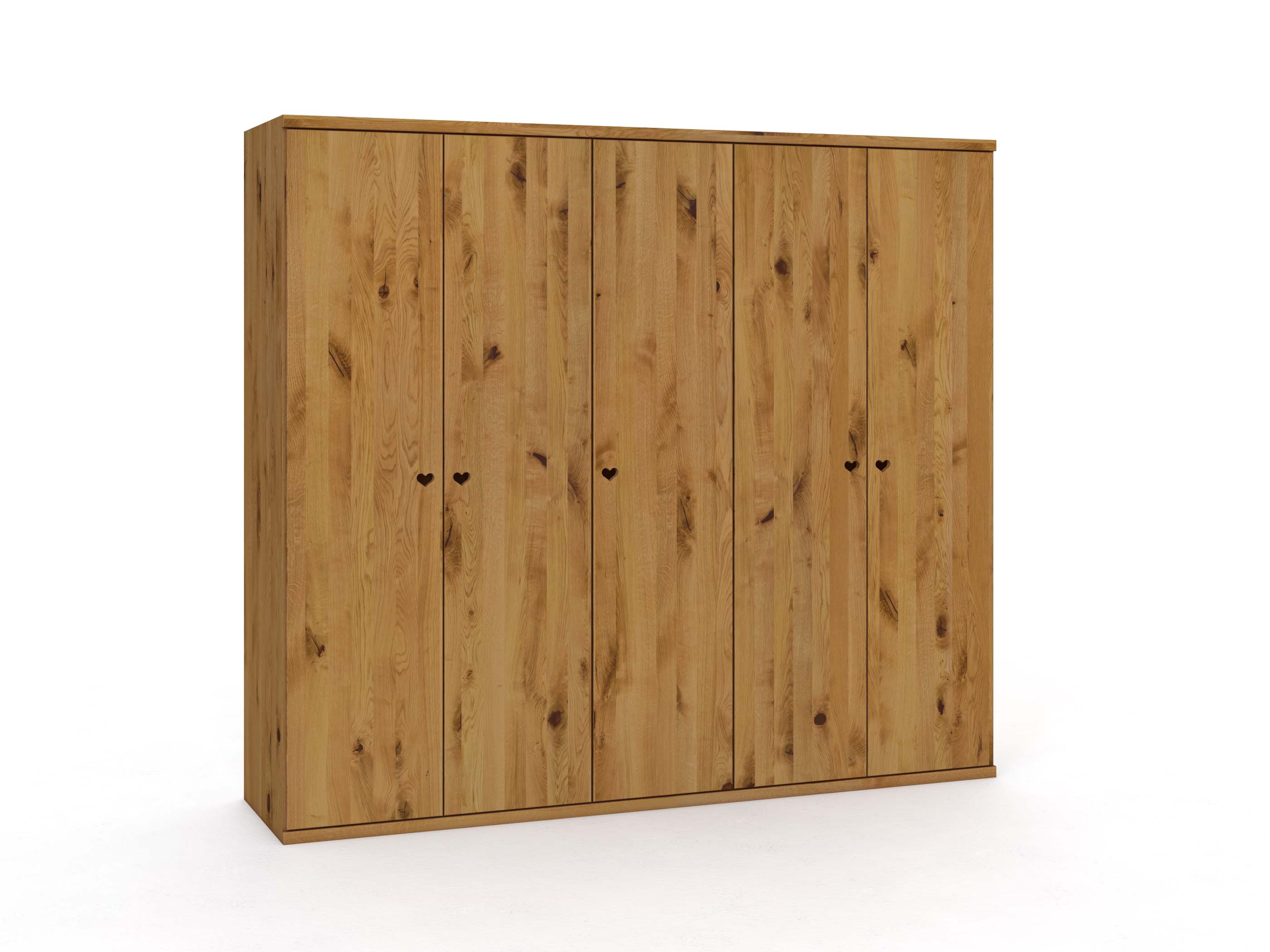 Wildeichenschrank „Romana“, 5-türig, Höhe 220 cm, Griffausführung „Heidi“