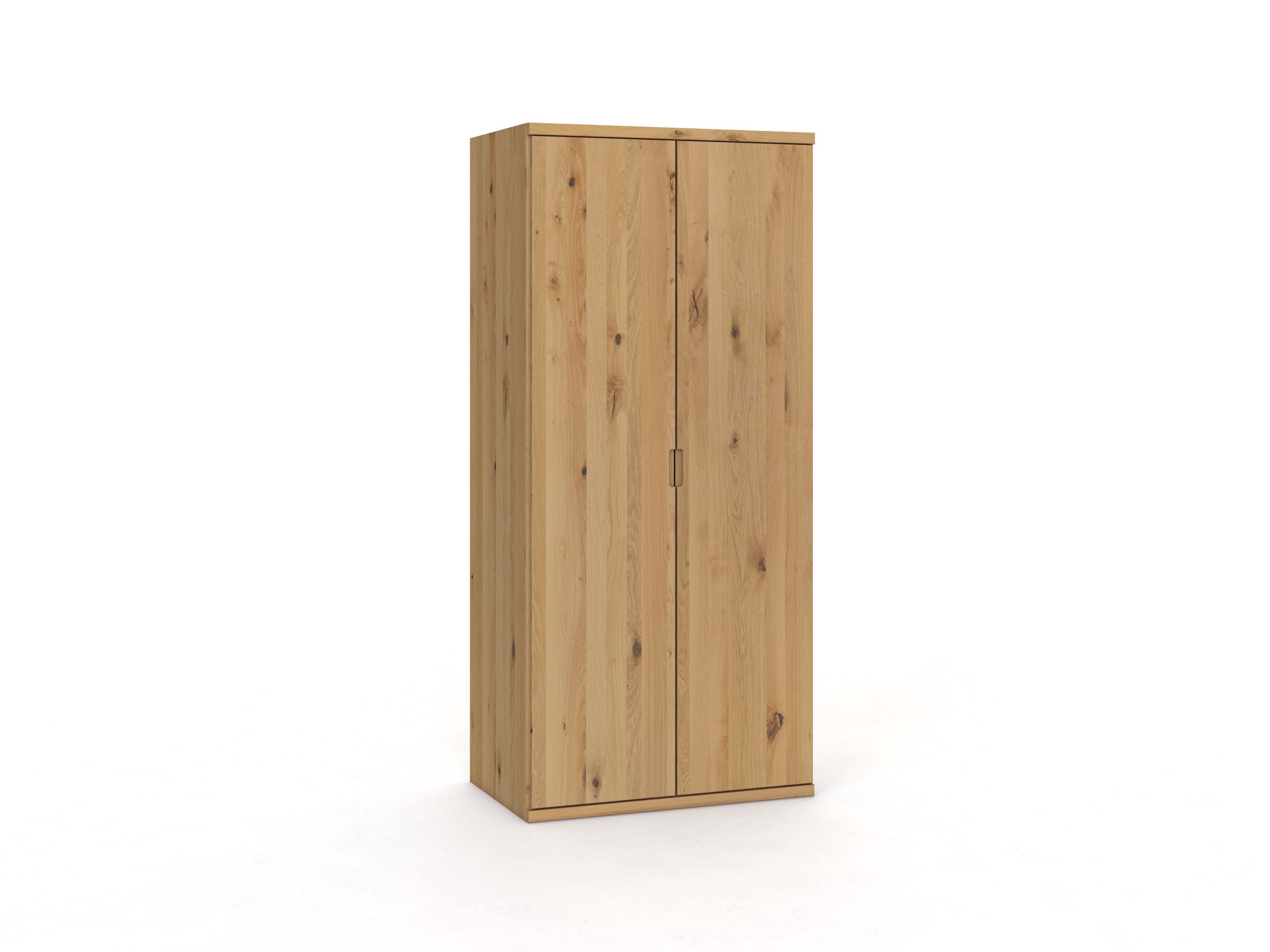 Wildeichenschrank Hell „Romana“, 2-türig, Höhe 220 cm, Griffausführung „Lukas“