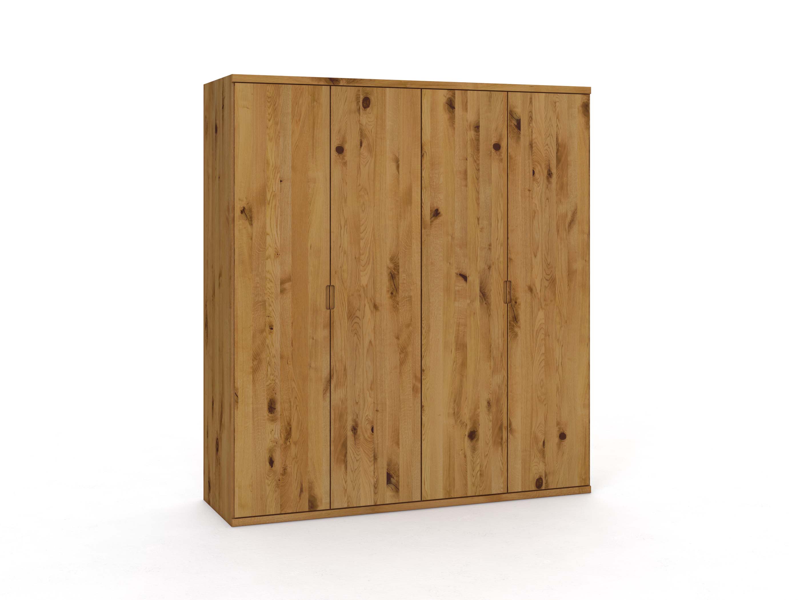 Wildeichenschrank „Romana“, 4-türig, Höhe 220 cm, Griffausführung „Lukas“