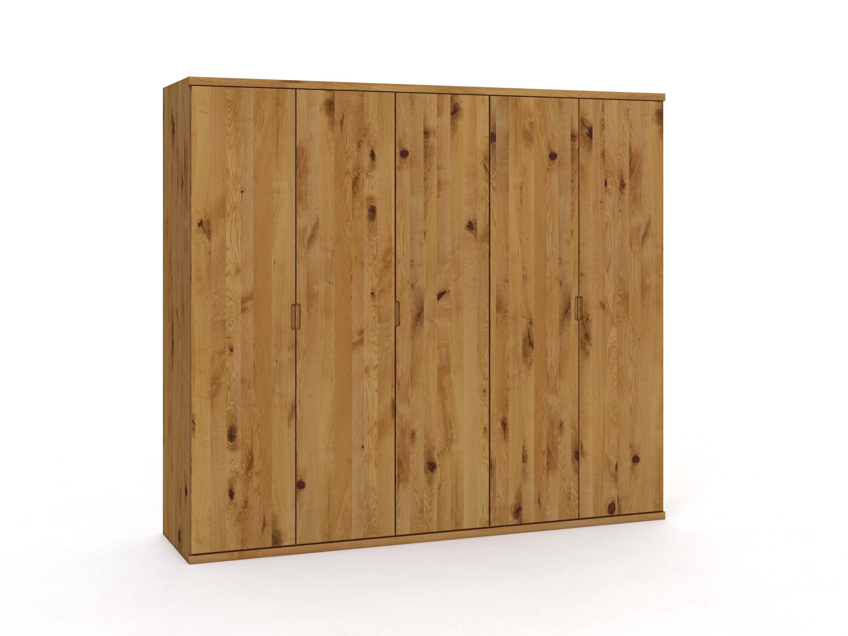 Wildeichenschrank „Romana“, 5-türig, Höhe 220 cm, Griffausführung „Lukas“