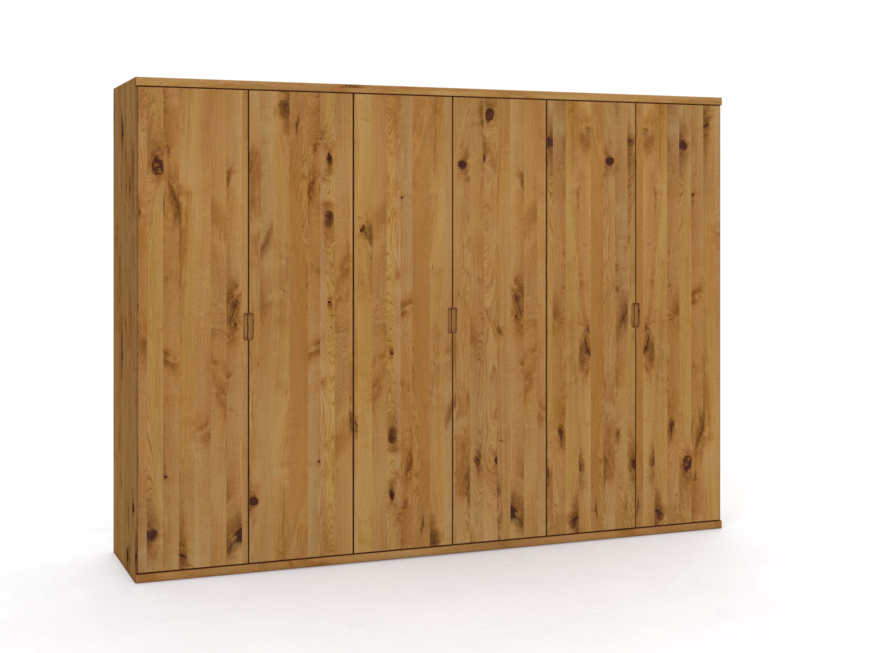 Wildeichenschrank „Romana“, 6-türig, Höhe 220 cm, Griffausführung „Lukas“