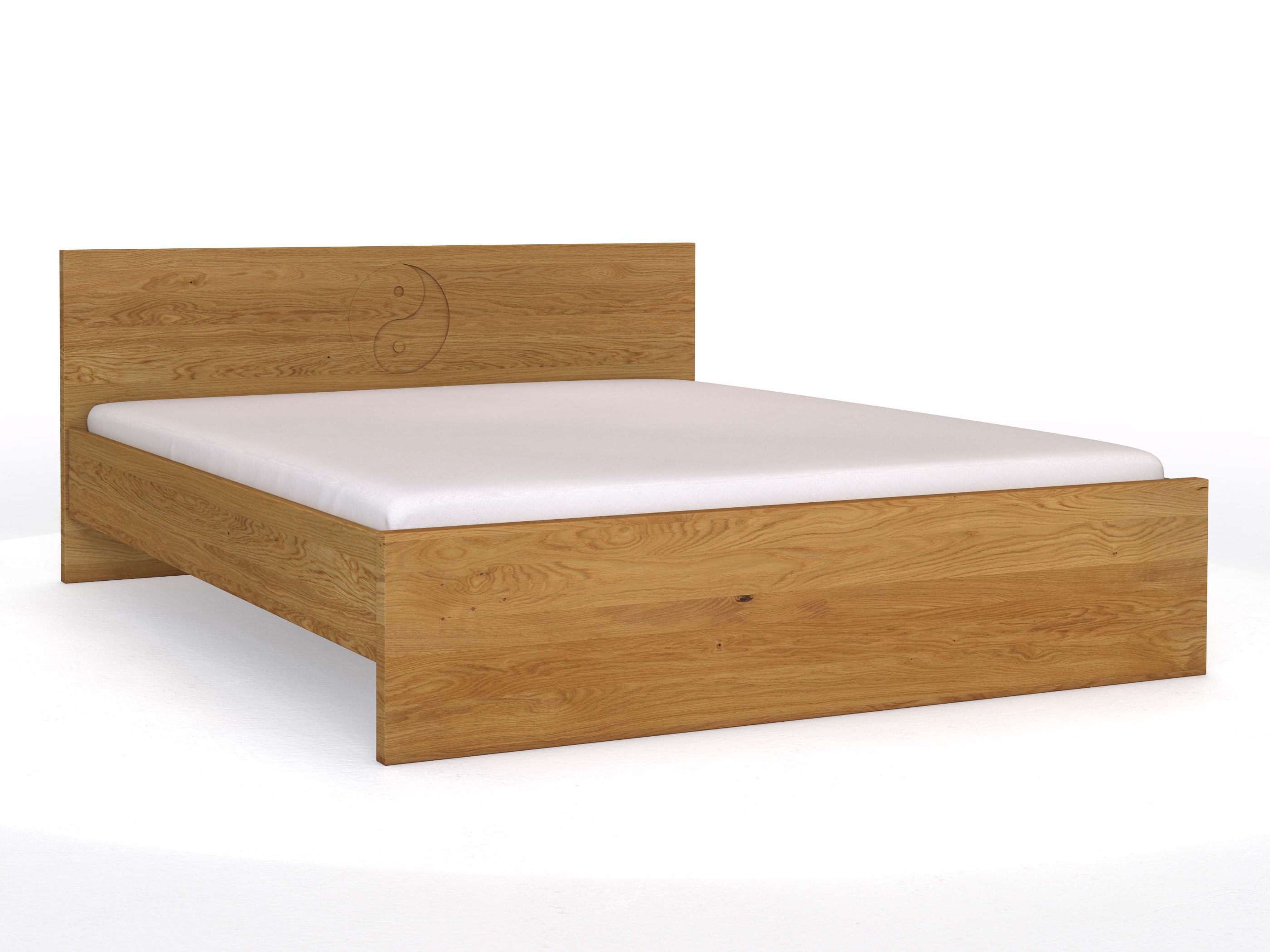 Eichenbett „Raphaela“ in 180 x 200 cm mit Gravur „Yin Yang“