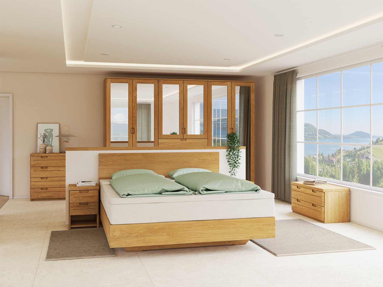 Schlafzimmer mit Eichenkommode „Lukas“ 100 cm