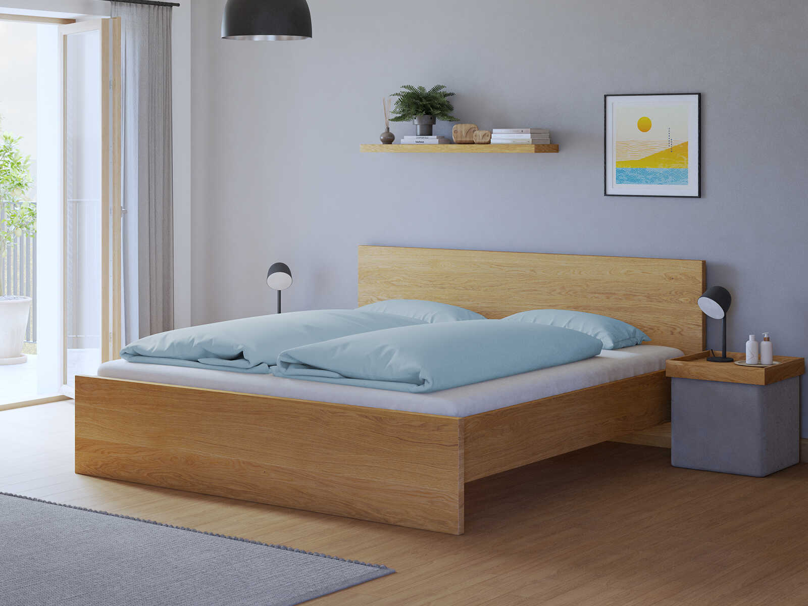 Bett „Raphaela“ aus Massivholz in 180 x 200 cm, ohne erhöhtem Fußteil