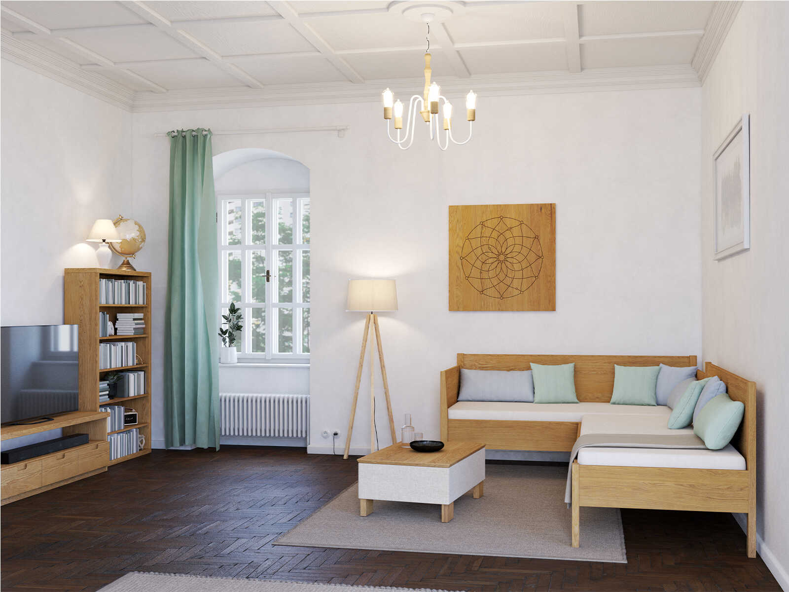 Zimmer mit Sofabett „Melanie“ aus Eiche in den Maßen 90 x 200 cm