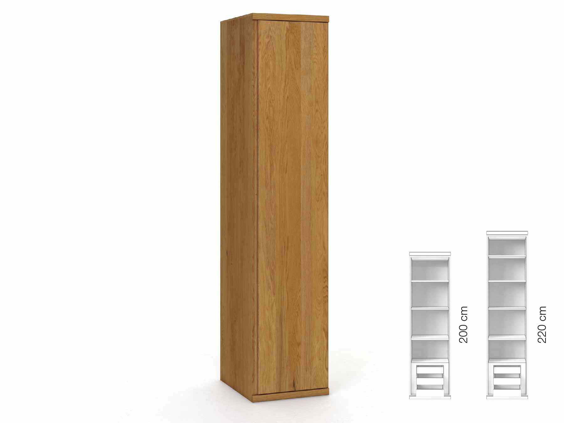 Eichenschrank „Romana“, 1-türig, Höhe 220 cm, Griffausführung „Patrizia“, Inneneinrichtung: C, Türanschlag rechts