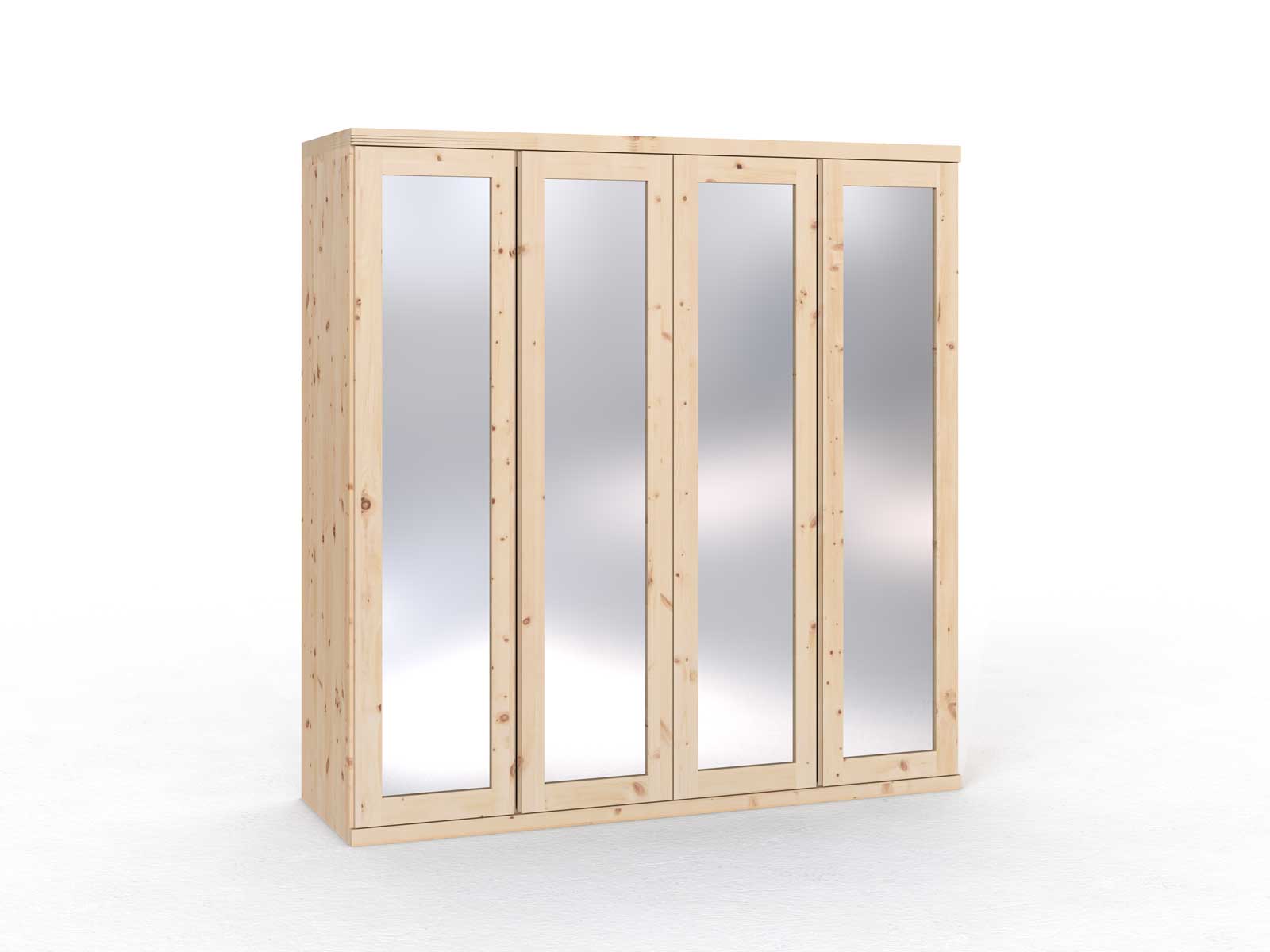 Zirbenschrank „Sandra“, 4-türig, Höhe 220 cm, Griffausführung „Patrizia“,  