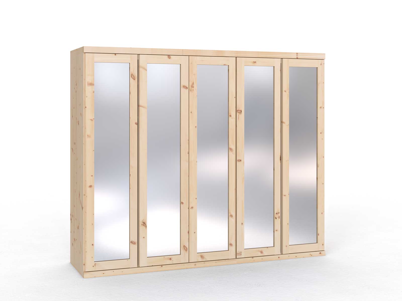 Zirbenschrank „Sandra“, 5-türig, Höhe 220 cm, Griffausführung „Patrizia“