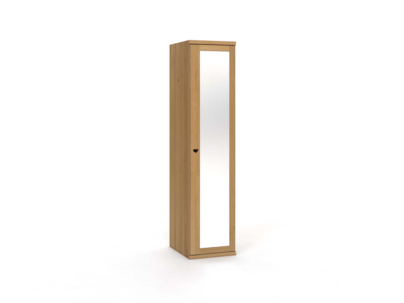 Eichenschrank Hell „Sandra“, 1-türig, Höhe 220 cm, Griffausführung „Heidi", Türanschlag: rechts