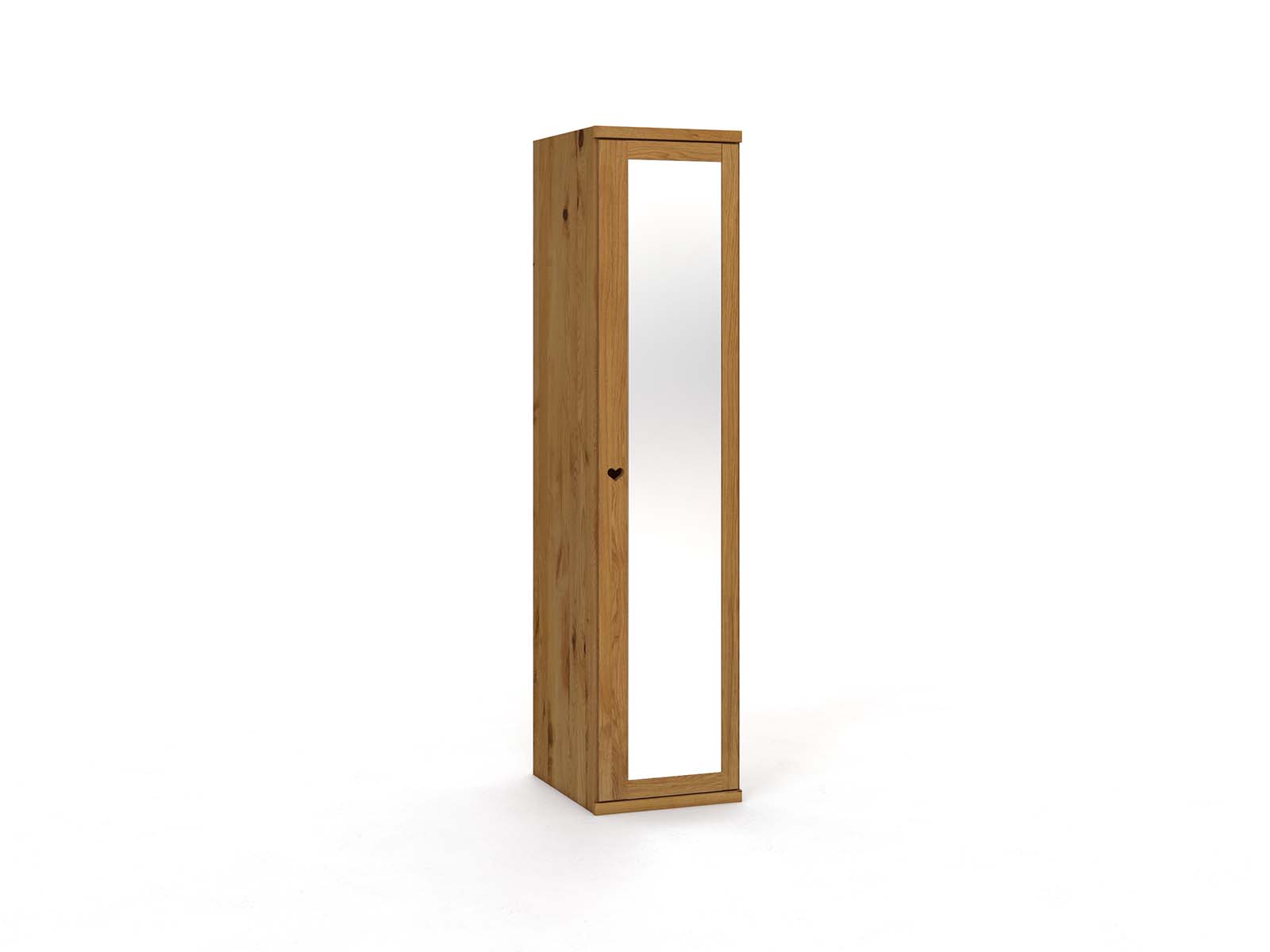 Wildeichenschrank „Sandra“, 1-türig, Höhe 220 cm, Griffausführung „Heidi", Türanschlag: rechts