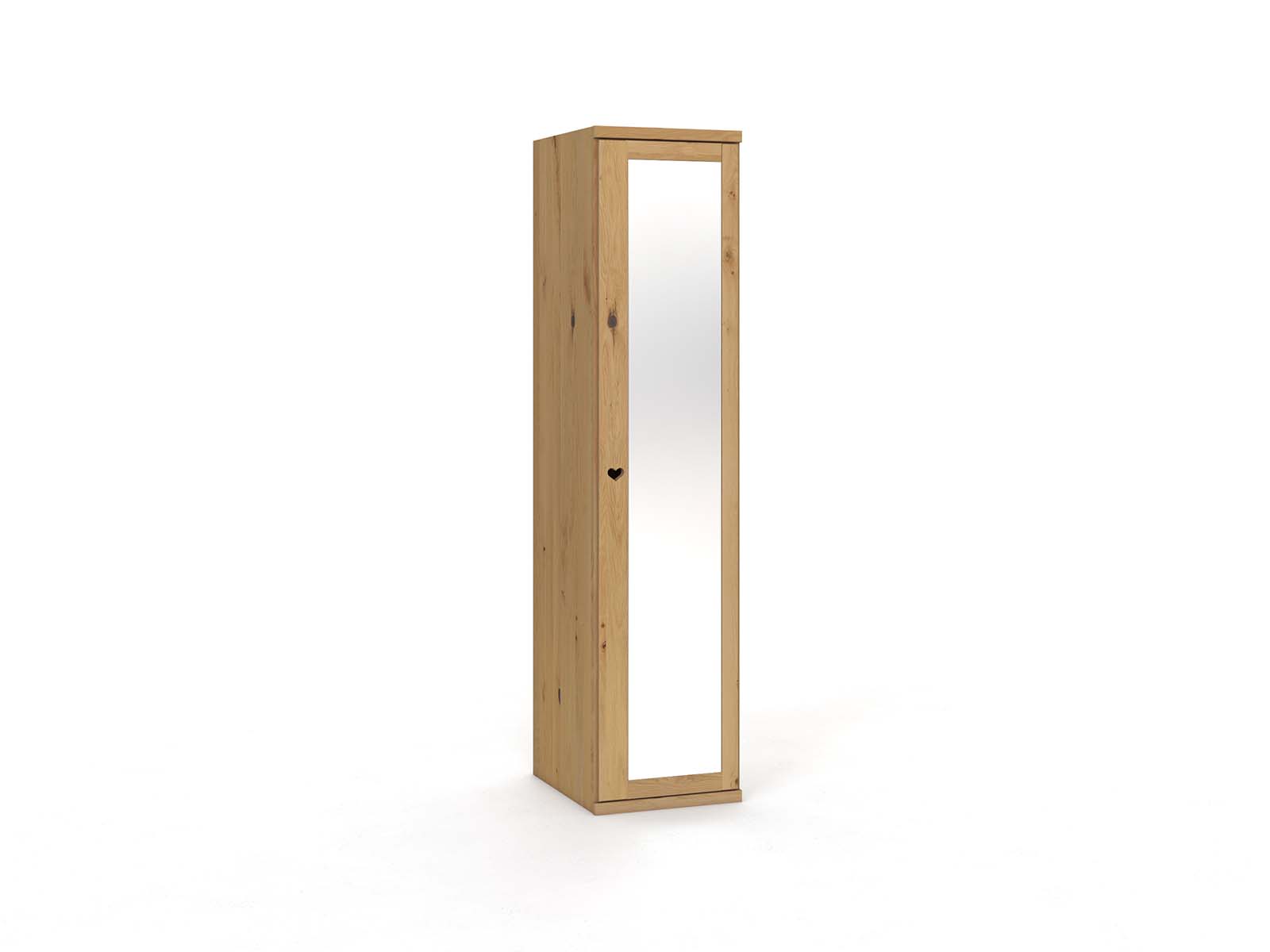 Wildeichenschrank Hell „Sandra“, 1-türig, Höhe 220 cm, Griffausführung „Heidi“, Türanschlag: rechts