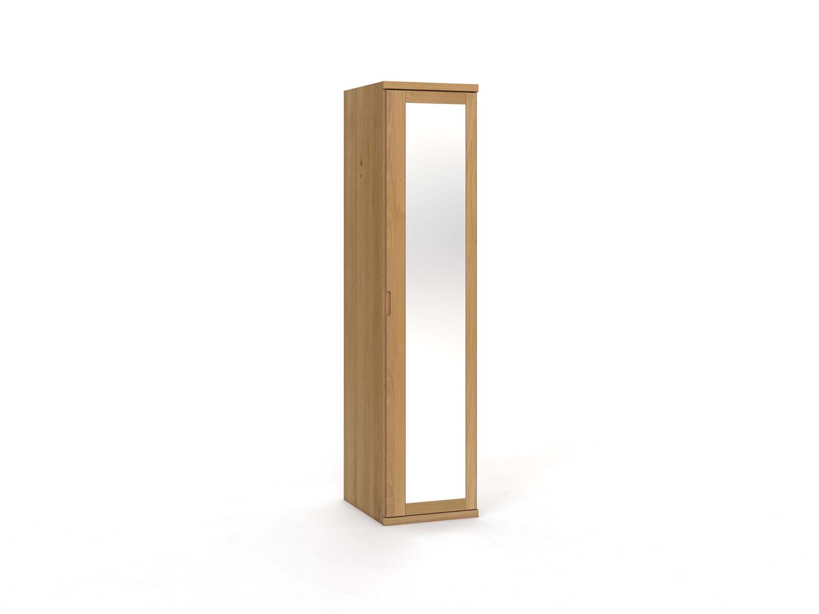 Eichenschrank Hell „Sandra“, 1-türig, Höhe 220 cm, Griffausführung „Lukas", Türanschlag: rechts