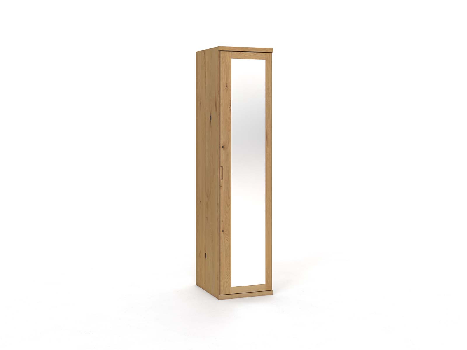 Wildeichenschrank Hell „Sandra“, 1-türig, Höhe 220 cm, Griffausführung „Lukas“, Türanschlag: rechts