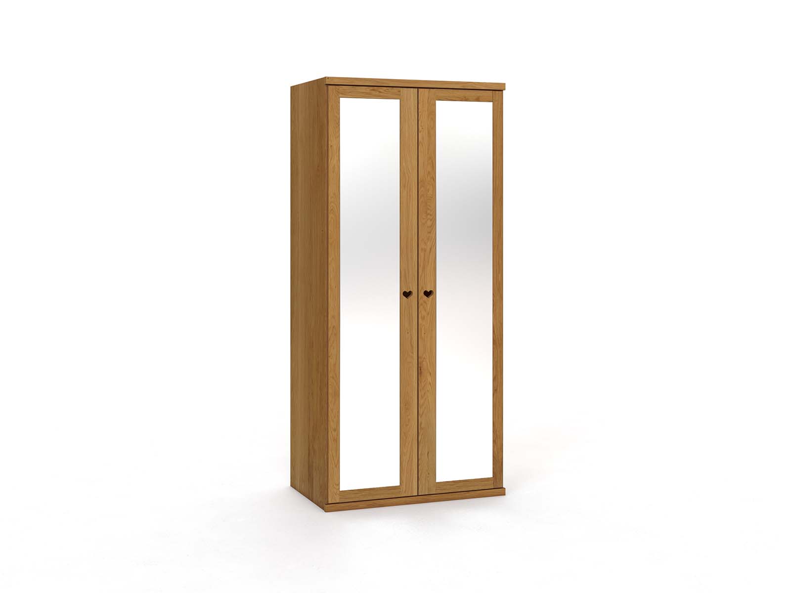 Eichenschrank „Sandra“, 2-türig, Höhe 220 cm, Griffausführung „Heidi"