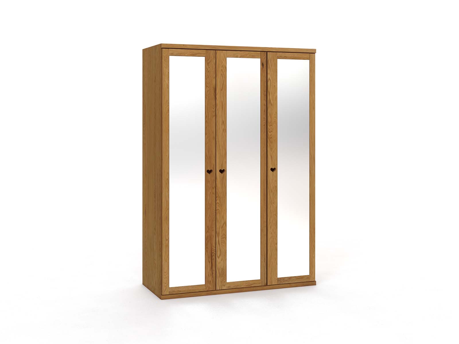 Eichenschrank „Sandra“, 3-türig, Höhe 220 cm, Griffausführung „Heidi"