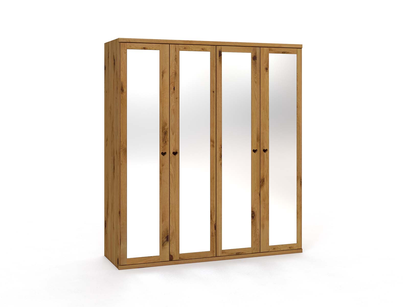 Wildeichenschrank „Sandra“, 4-türig, Höhe 220 cm, Griffausführung „Heidi"