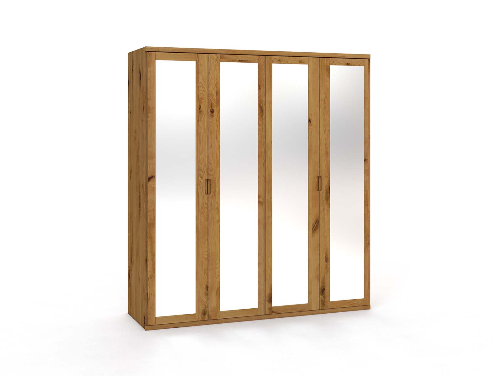 Wildeichenschrank „Sandra“, 4-türig, Höhe 220 cm, Griffausführung „Lukas"