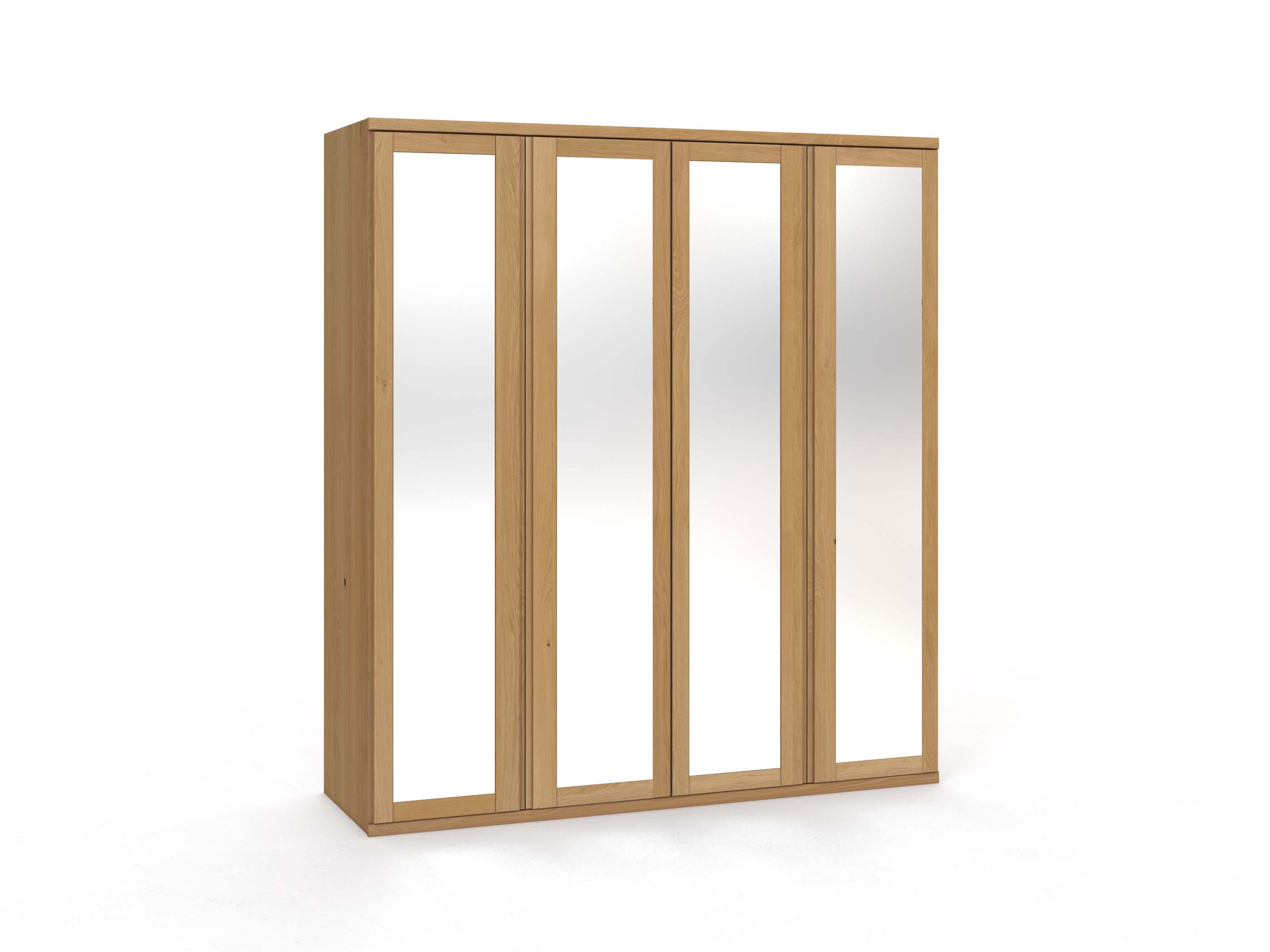 Eichenschrank Hell „Sandra“, 4-türig, Höhe 220 cm, Griffausführung „Patrizia" 