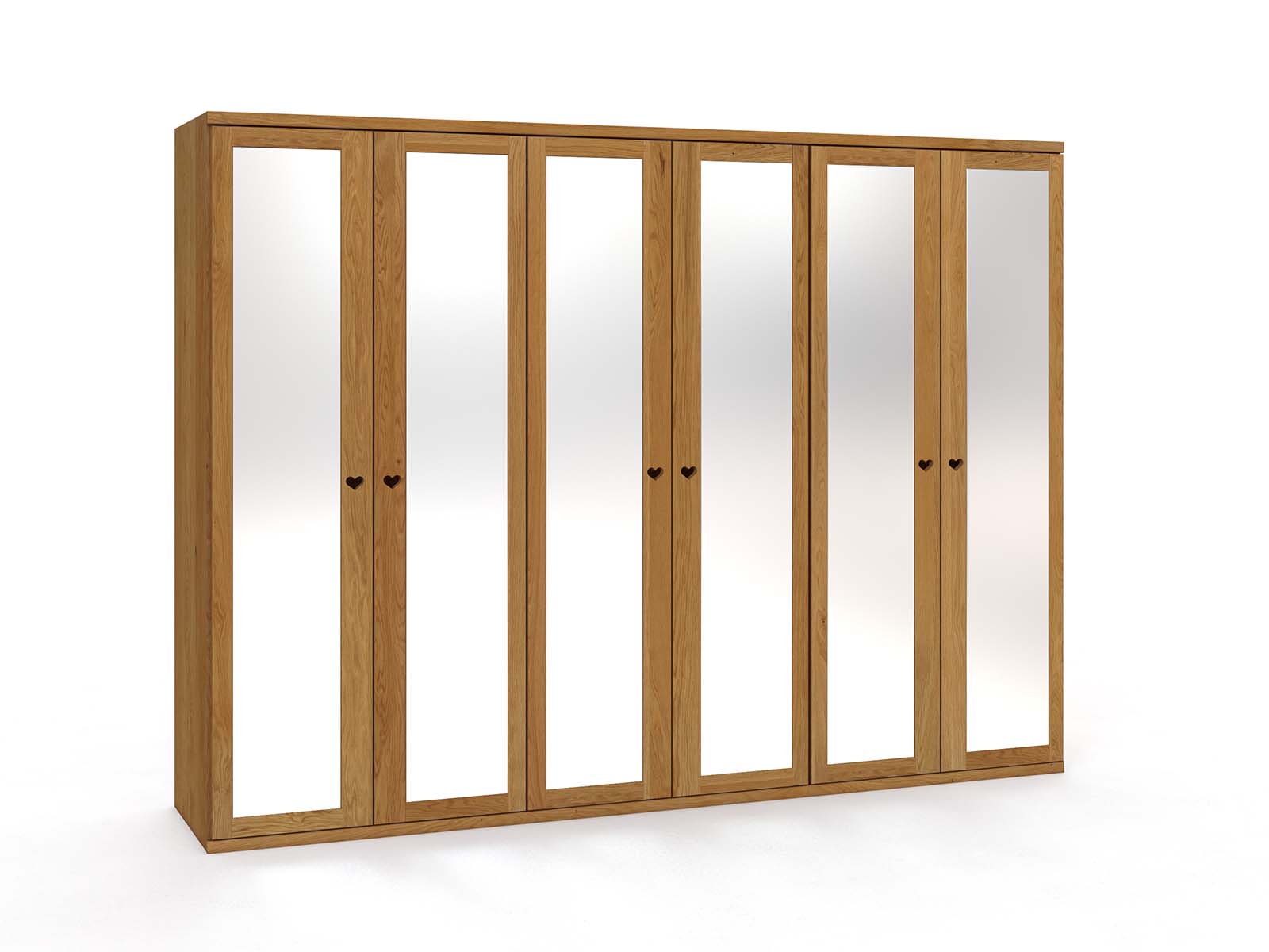 Eichenschrank „Sandra“, 6-türig, Höhe 220 cm, Griffausführung „Heidi"