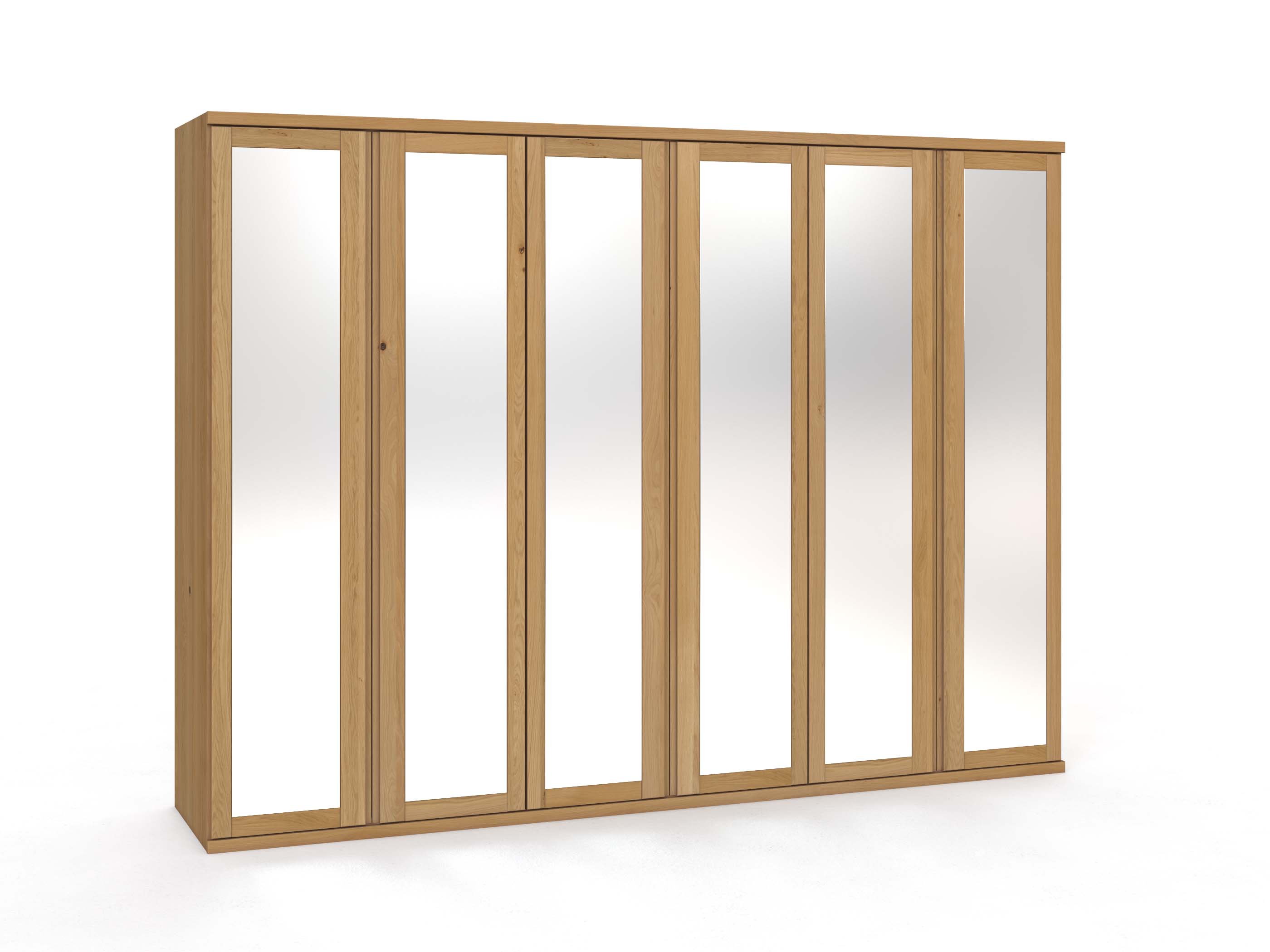 Eichenschrank Hell „Sandra“, 6-türig, Höhe 220 cm, Griffausführung „Patrizia" 