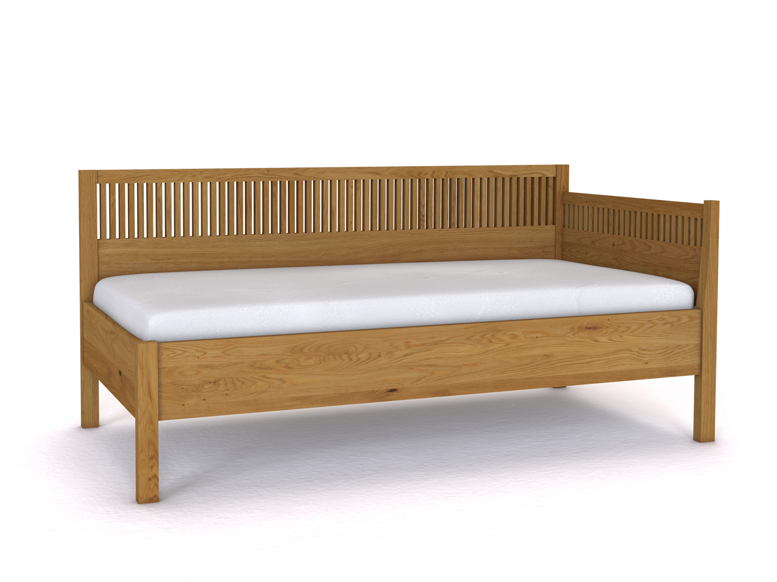 Sofabett „Julia“ aus Eiche in den Maßen 90 x 200 cm - mit Armlehne rechts