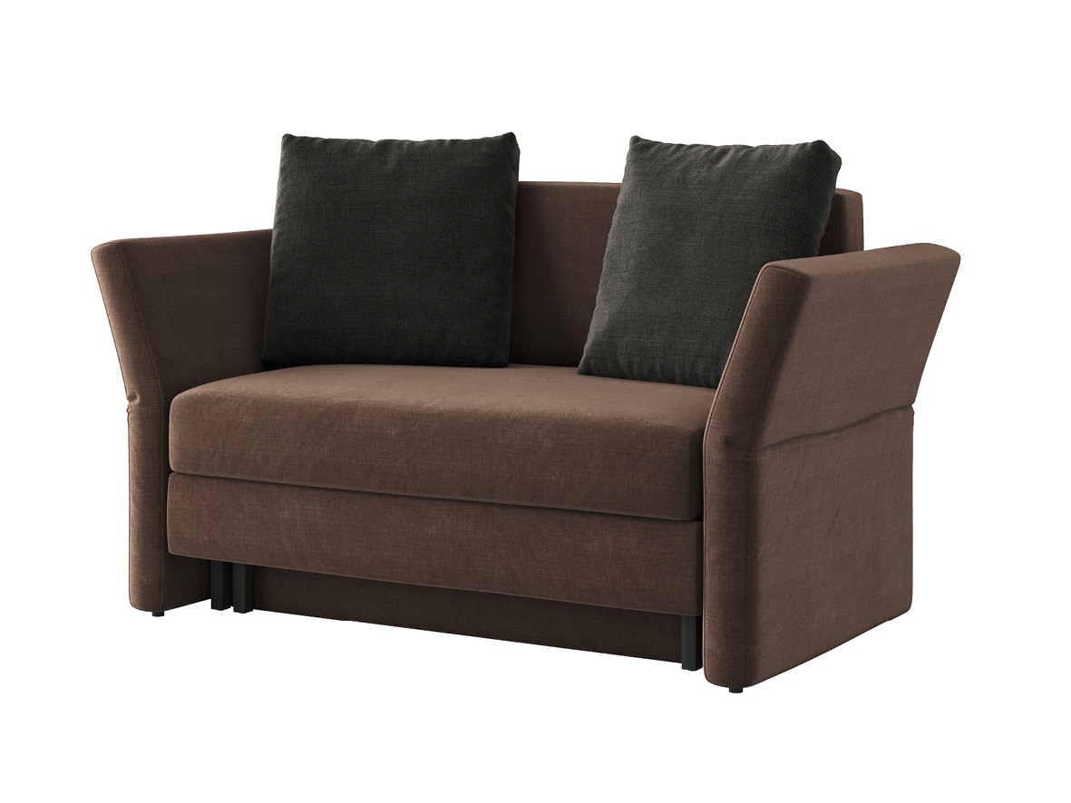 Sofa „Clarissa“ mit Stoff „Hochobir“: Sofafarbe Dunkelbraun, Kissenfarbe Dunkelgrau
