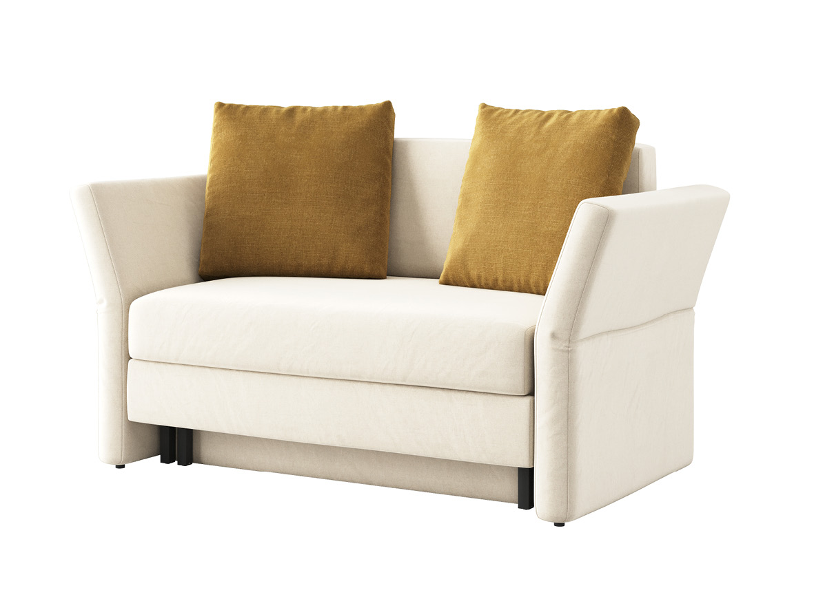Sofa „Clarissa“ mit Stoff „Hochobir“: Sofafarbe Natur, Kissenfarbe Schlamm