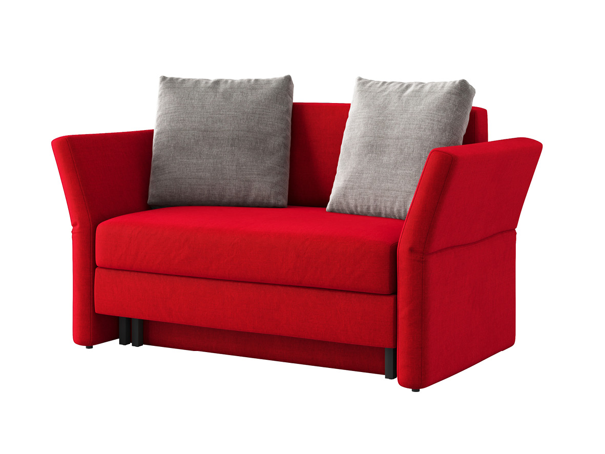 Sofa „Clarissa“ mit Stoff „Hochobir“: Sofafarbe Karmin, Kissenfarbe Stein
