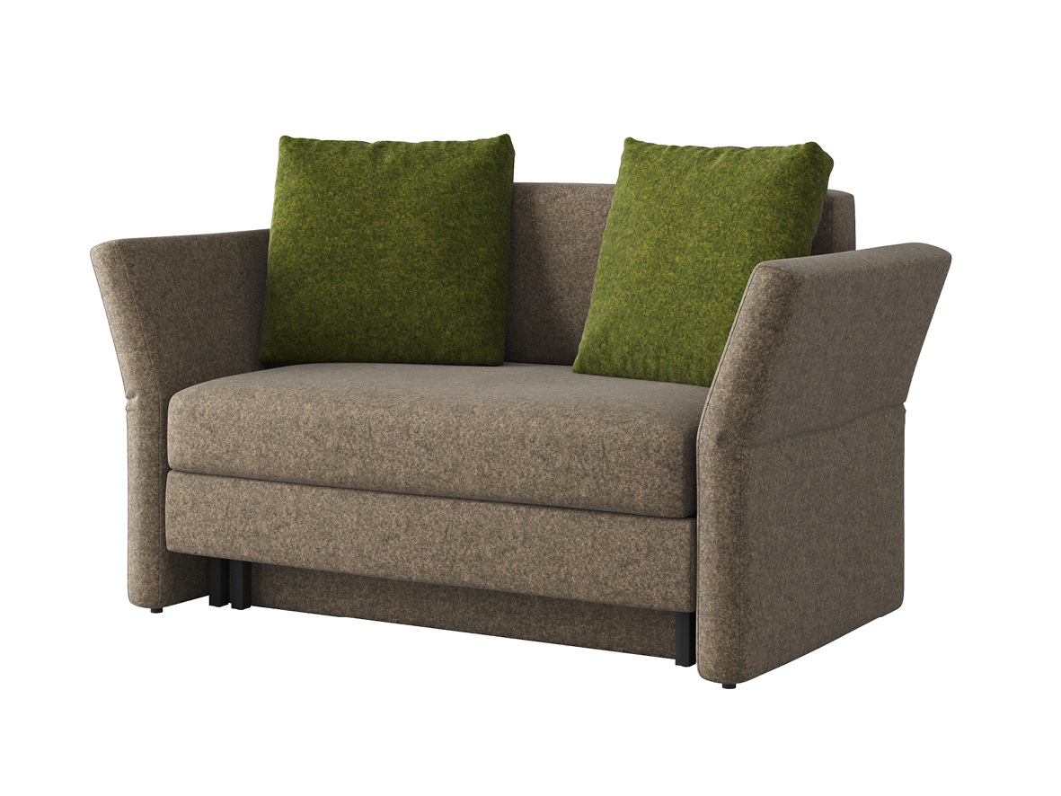 Sofa „Clarissa“ mit Stoff Loden von „Steiner 1888“: Sofafarbe Dunkelgrau, Kissenfarbe Grün