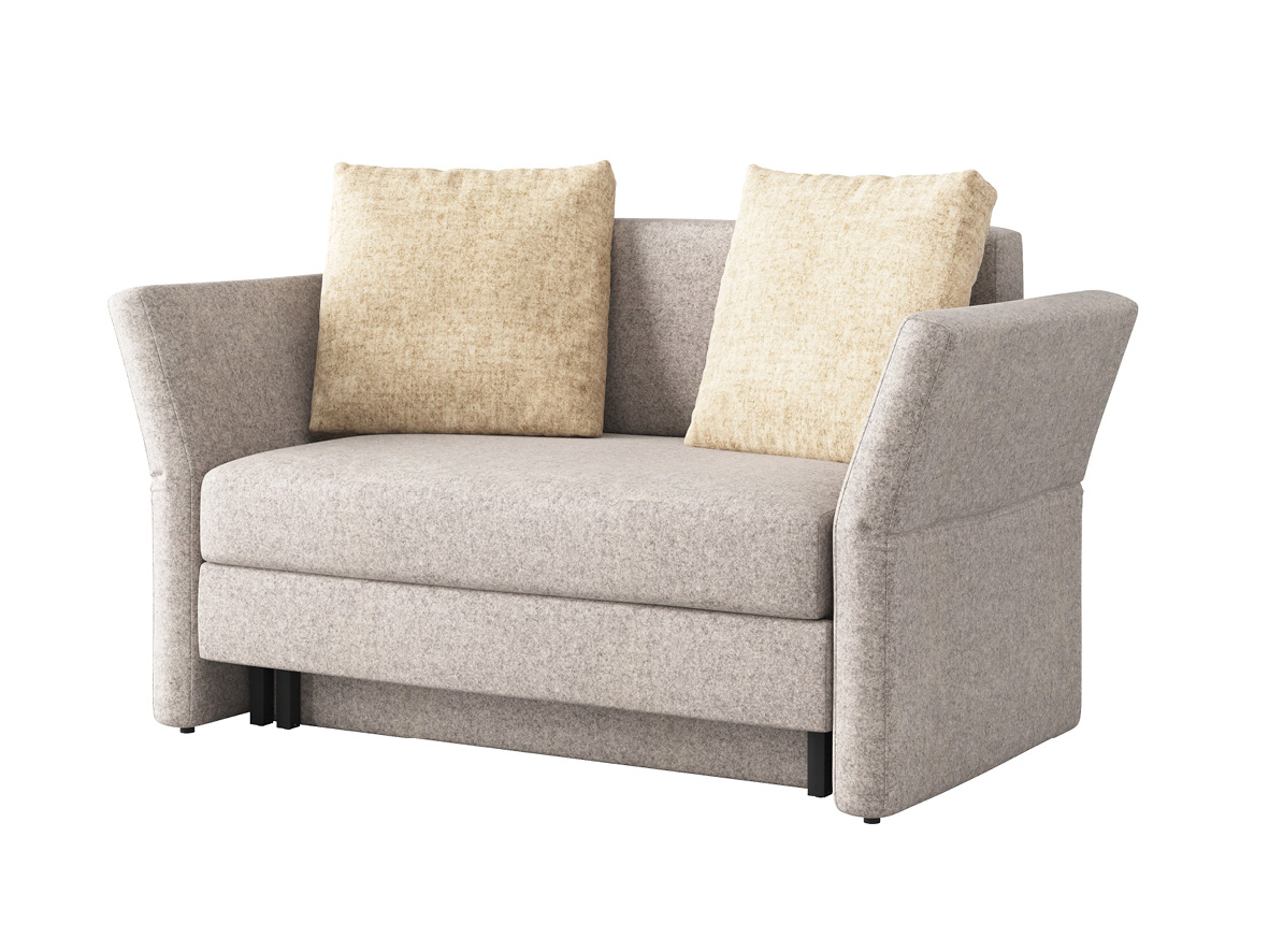 Sofa „Clarissa“ mit Stoff Loden von „Steiner 1888“: Sofafarbe Hellgrau, Kissenfarbe Beige