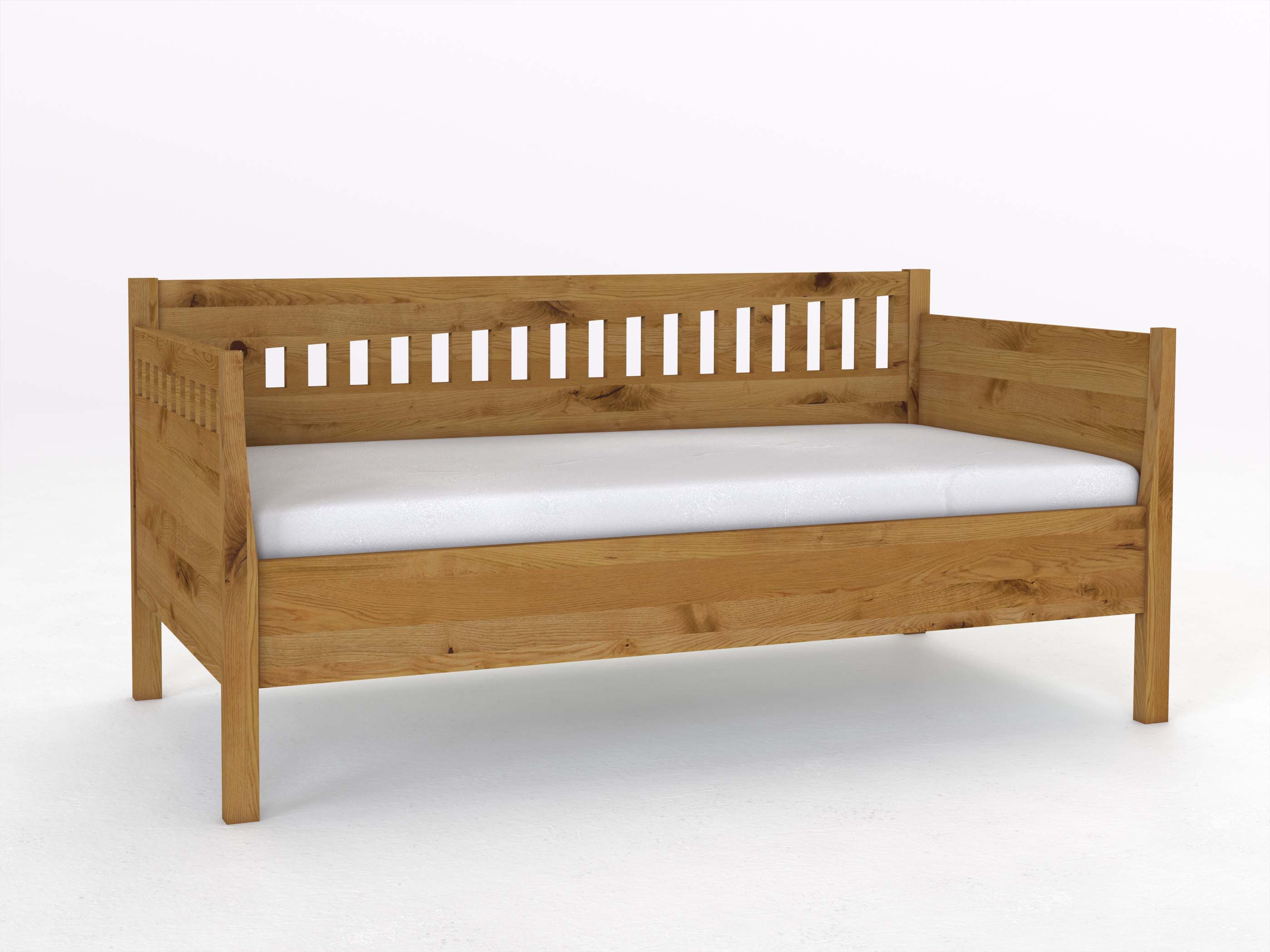 Sofabett „Julia“ aus Wildeiche in den Maßen 90 x 200 cm - mit zwei Armlehnen