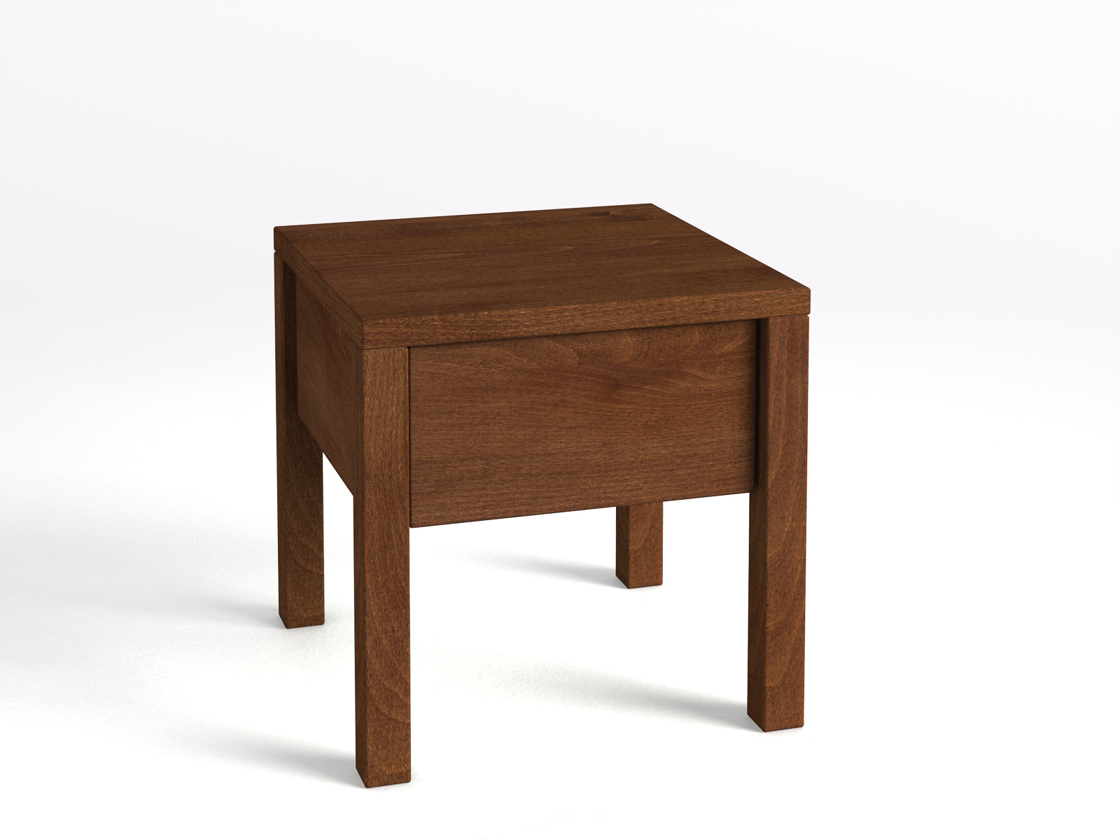 Nachttisch Buche Dunkel „Sven“ in Standardhöhe, mit Lade und Griff Grifflos