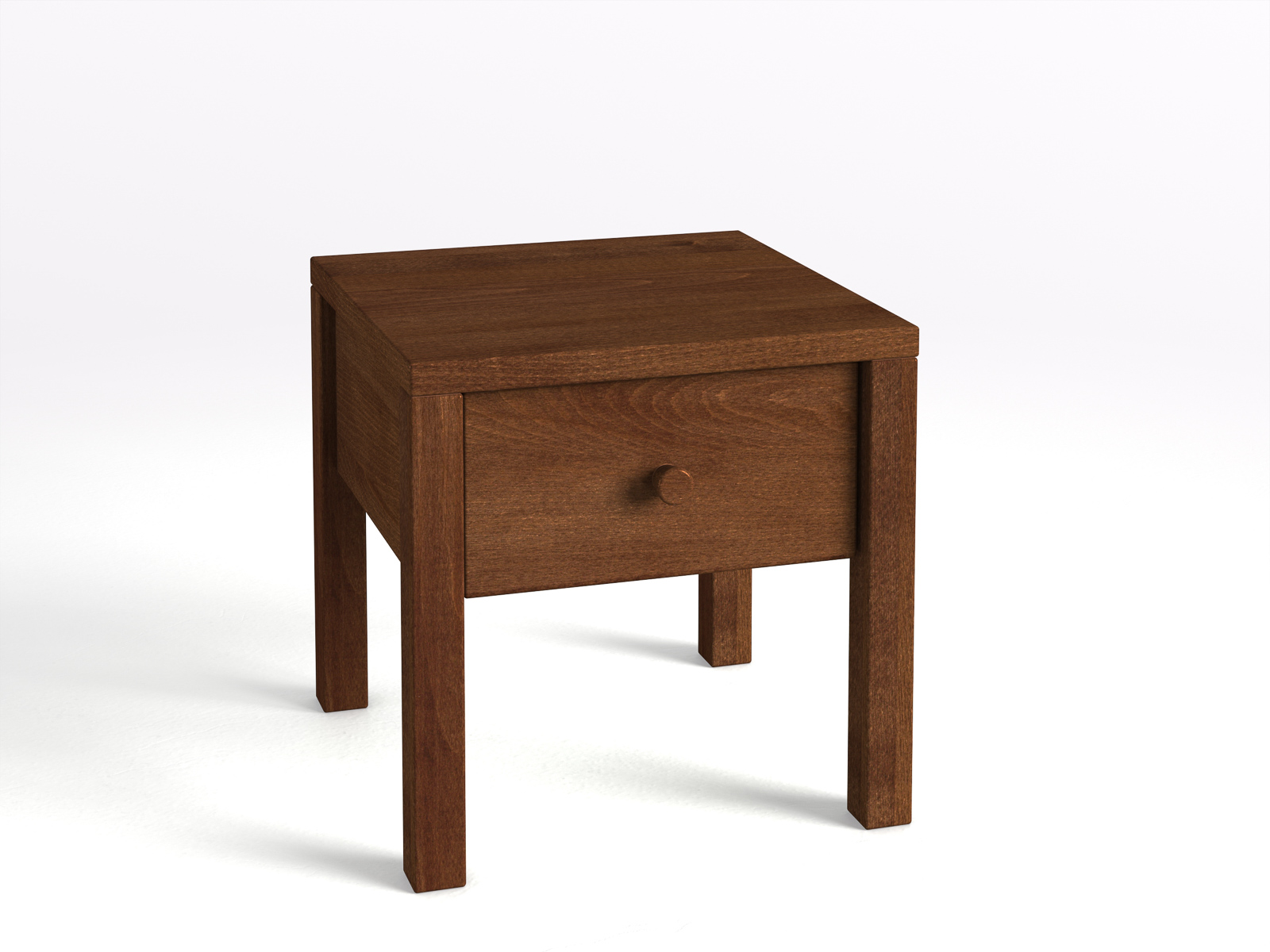 Nachttisch Buche Dunkel „Sven“ in Standardhöhe, mit Lade und Griff Kasper